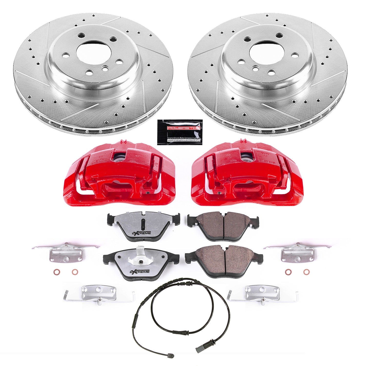 Power Stop KC6020-26 Front Z26 Extreme Street Warrior 1-Click Pad And Rotor Kit With Calipers for 2011 BMW 535I product image
