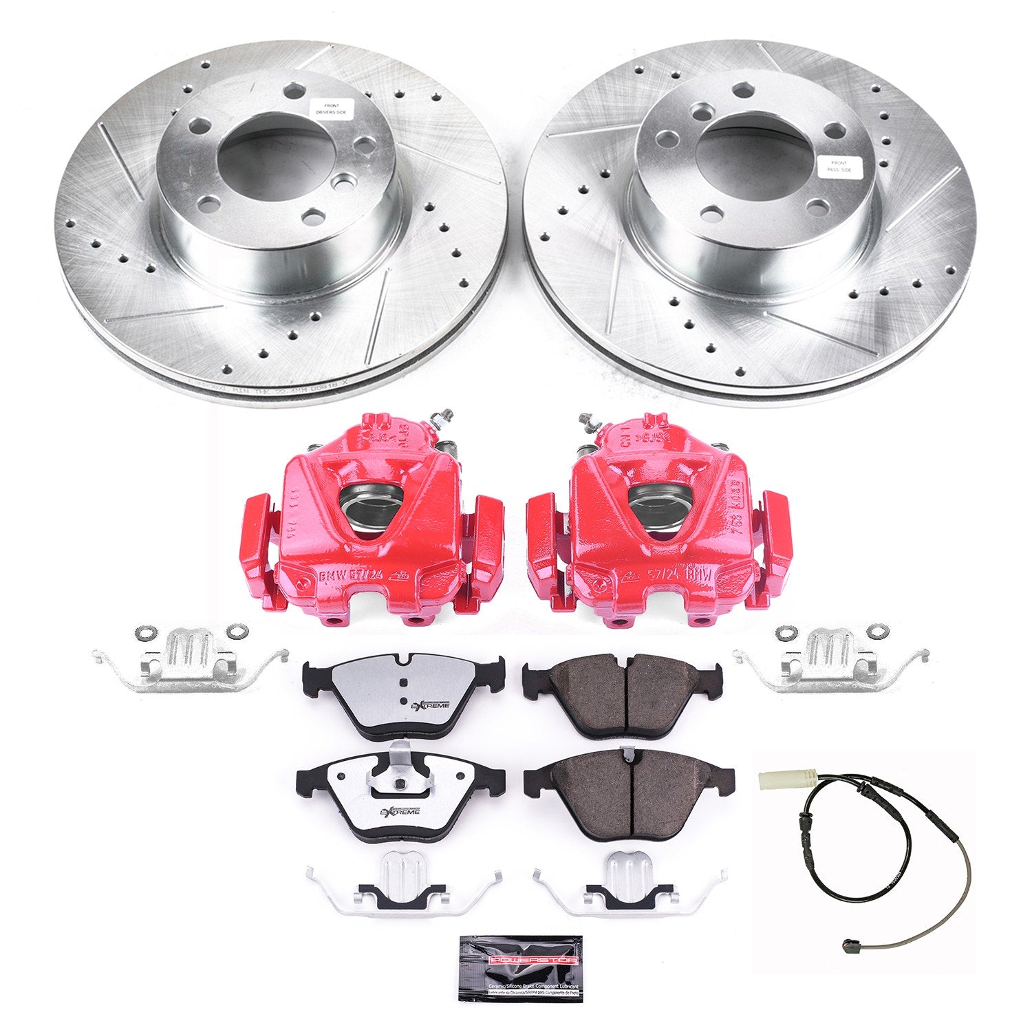 Power Stop KC6073A-26 Front Z26 Extreme Street Warrior 1-Click Pad And Rotor Kit With Calipers for 2011 BMW 328I product image