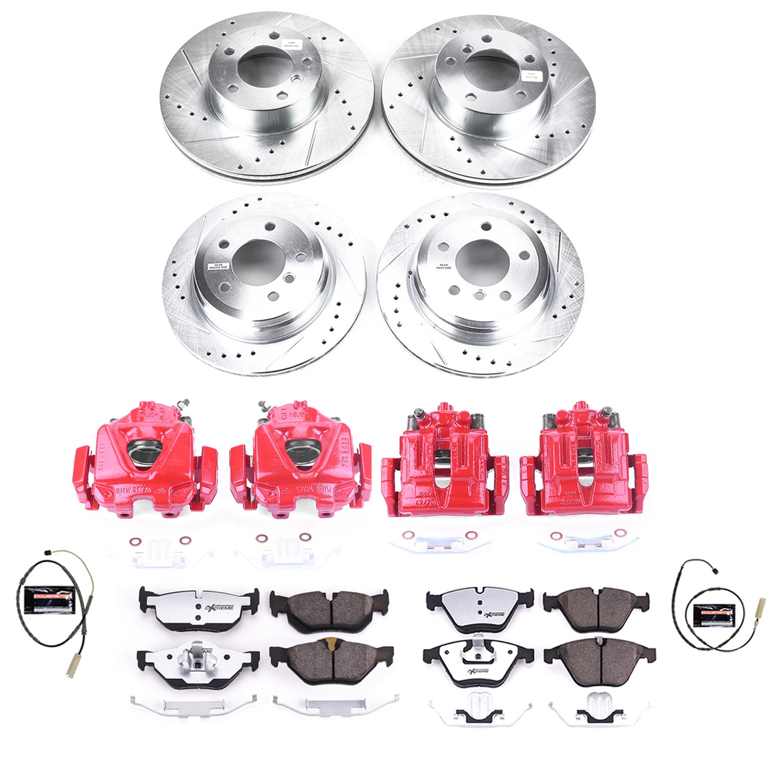 Power Stop KC6074-26 Z26 Street Warrior 1-Click Front And Rear Brake Kit With Calipers for 2011-2013 BMW 328I Xdrive product image