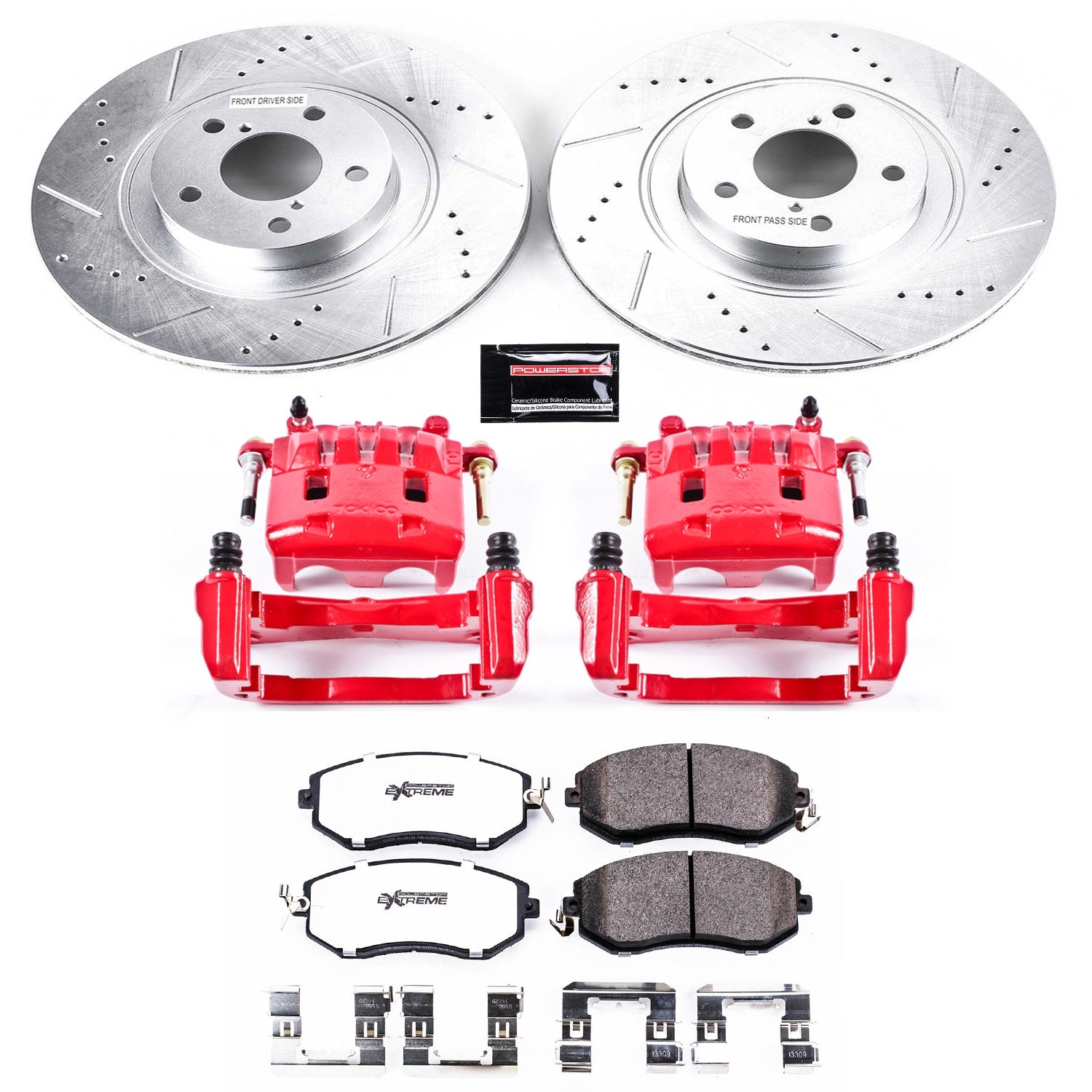 Power Stop KC6082-26 Z26 Street Warrior 1-Click Front Brake Kit With Calipers for 2011-2018 Subaru Forester product image