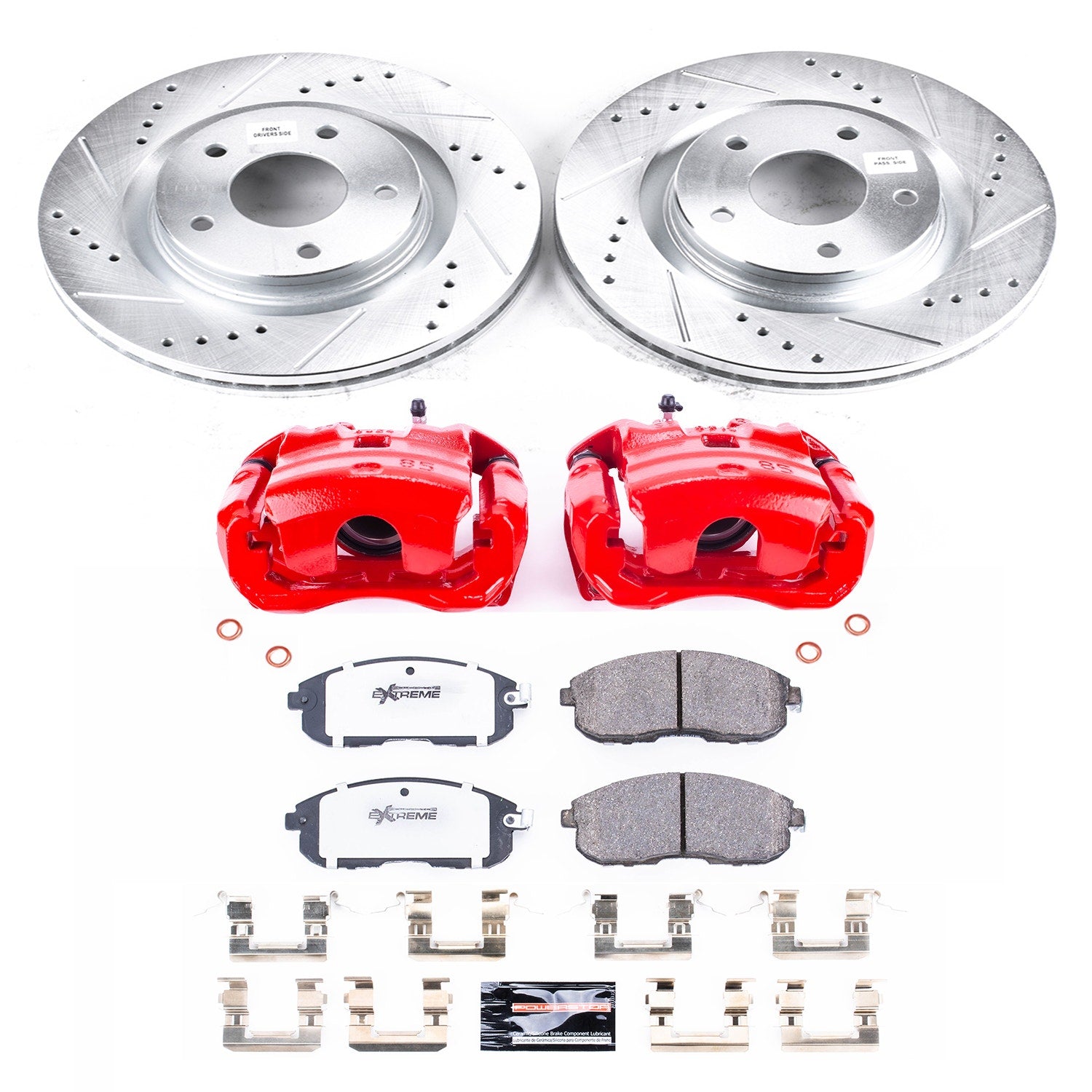 Power Stop KC6094-26 Z26 Street Warrior 1-Click Front Brake Kit With Calipers for 2017-2018 Nissan Sentra Nismo, SR Turbo product image