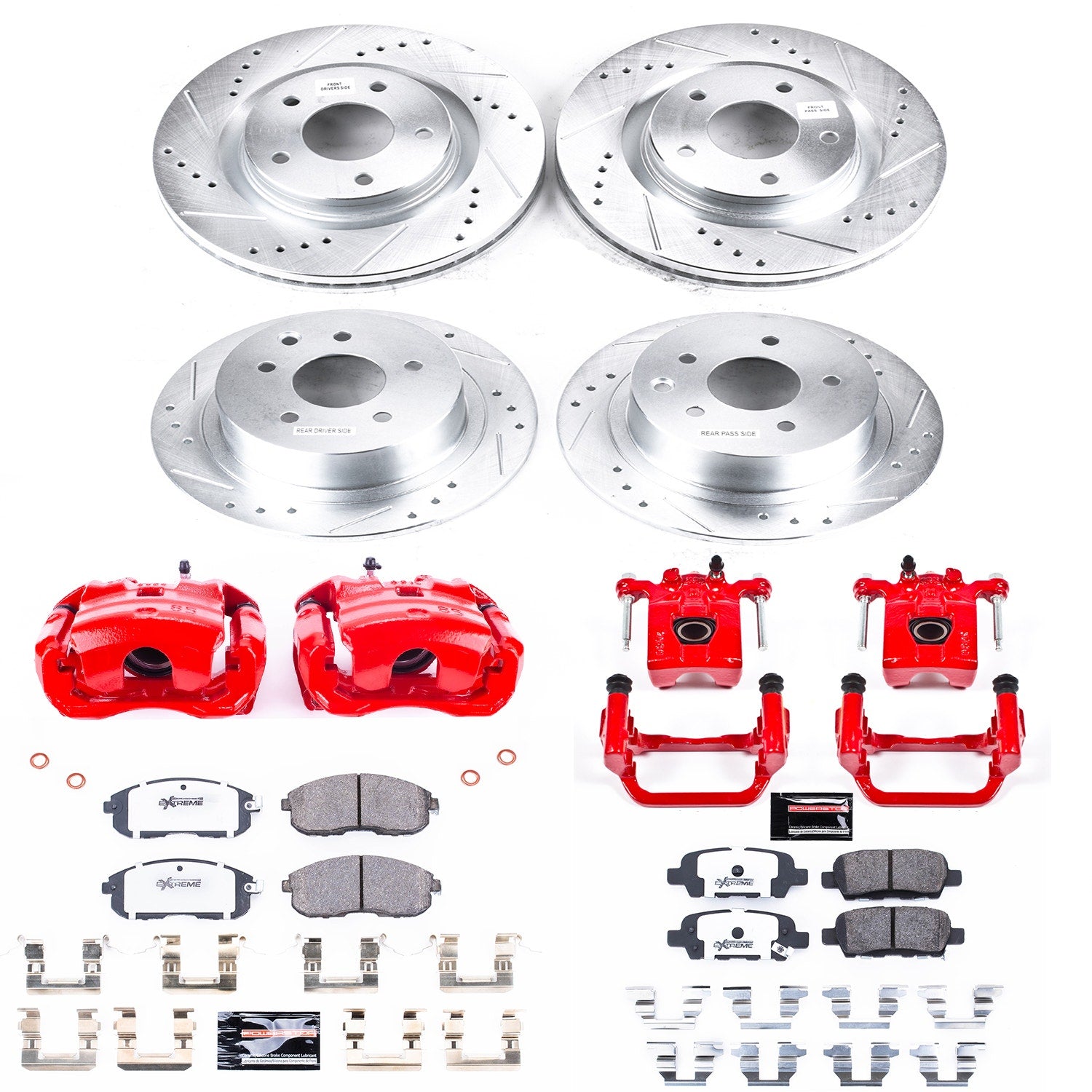 Power Stop KC6095-26 Z26 Street Warrior 1-Click Front And Rear Brake Kit With Calipers for 2017-2018 Nissan Sentra Nismo, SR Turbo product image