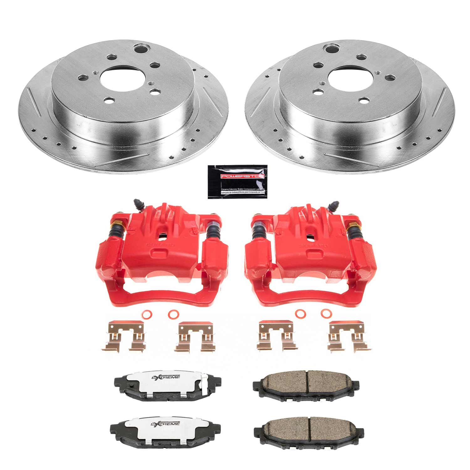 Power Stop KC6107-26 Rear Z26 Extreme Street Warrior 1-Click Pad And Rotor Kit With Calipers for 2014-2018 Subaru Forester product image
