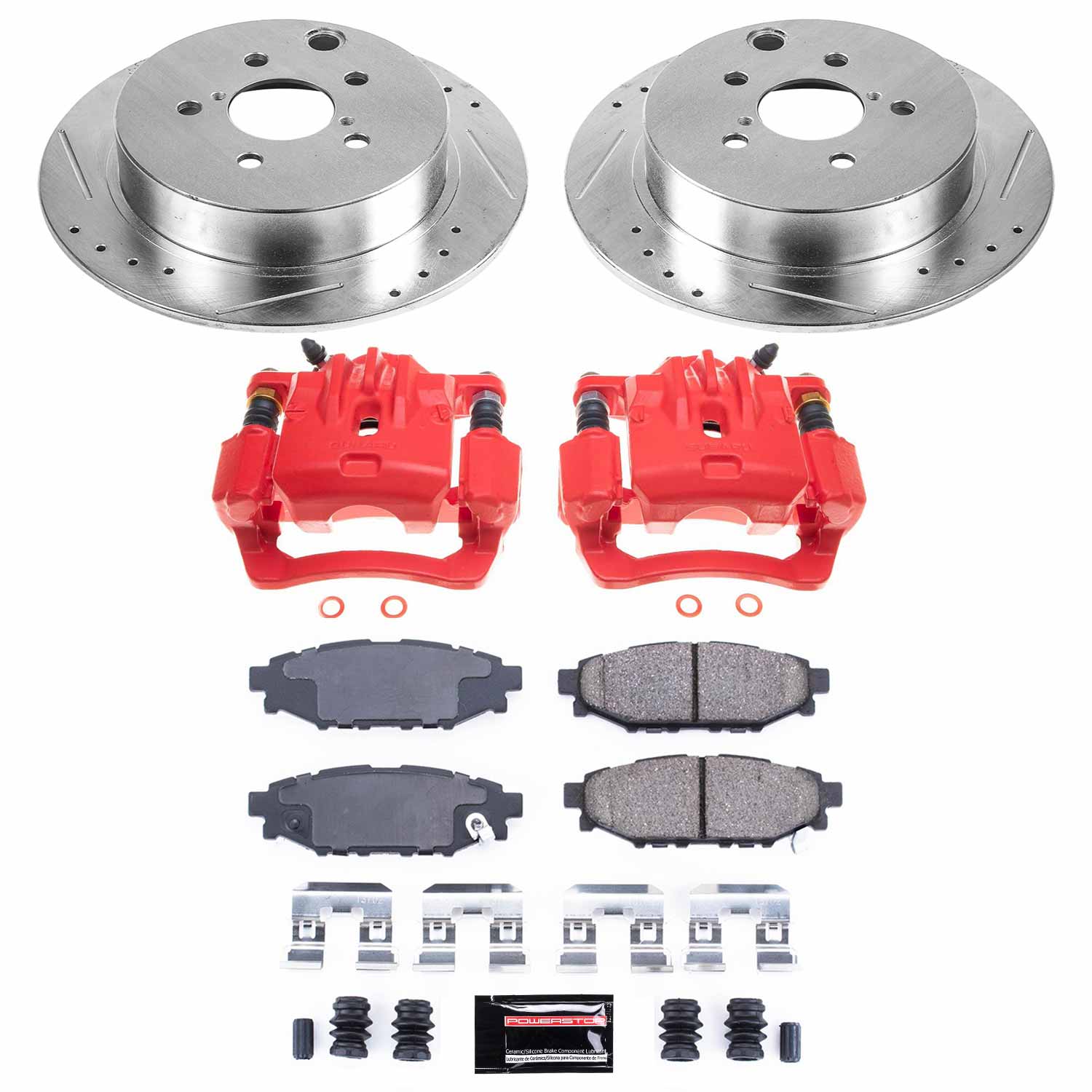 Power Stop KC6107 Rear Z23 Evolution Sport Performance Pad And Rotor Kit With Calipers for 2014-2018 Subaru Forester product image