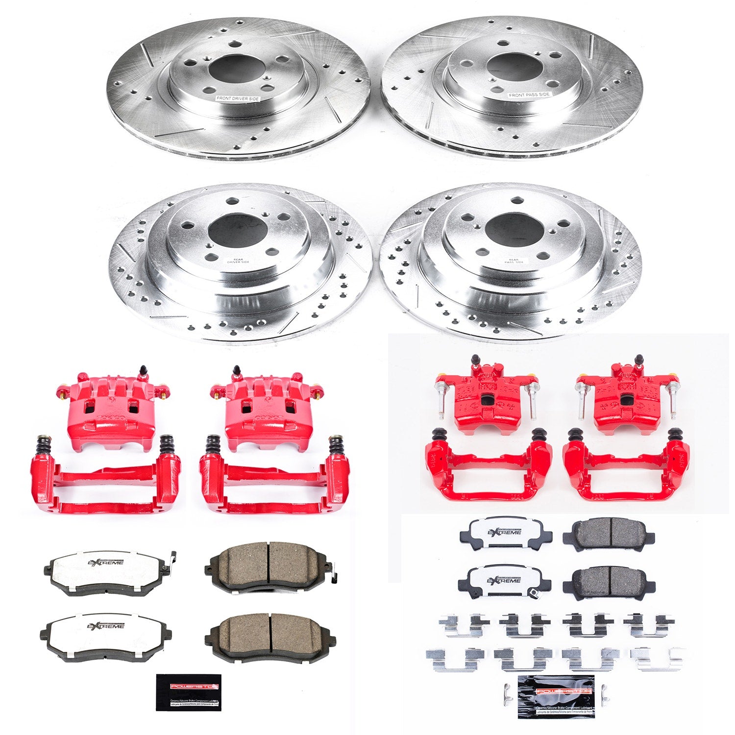 Power Stop KC6109-26 Z26 Street Warrior 1-Click Front And Rear Brake Kit With Calipers for 2002-2003 Subaru Impreza RS product image