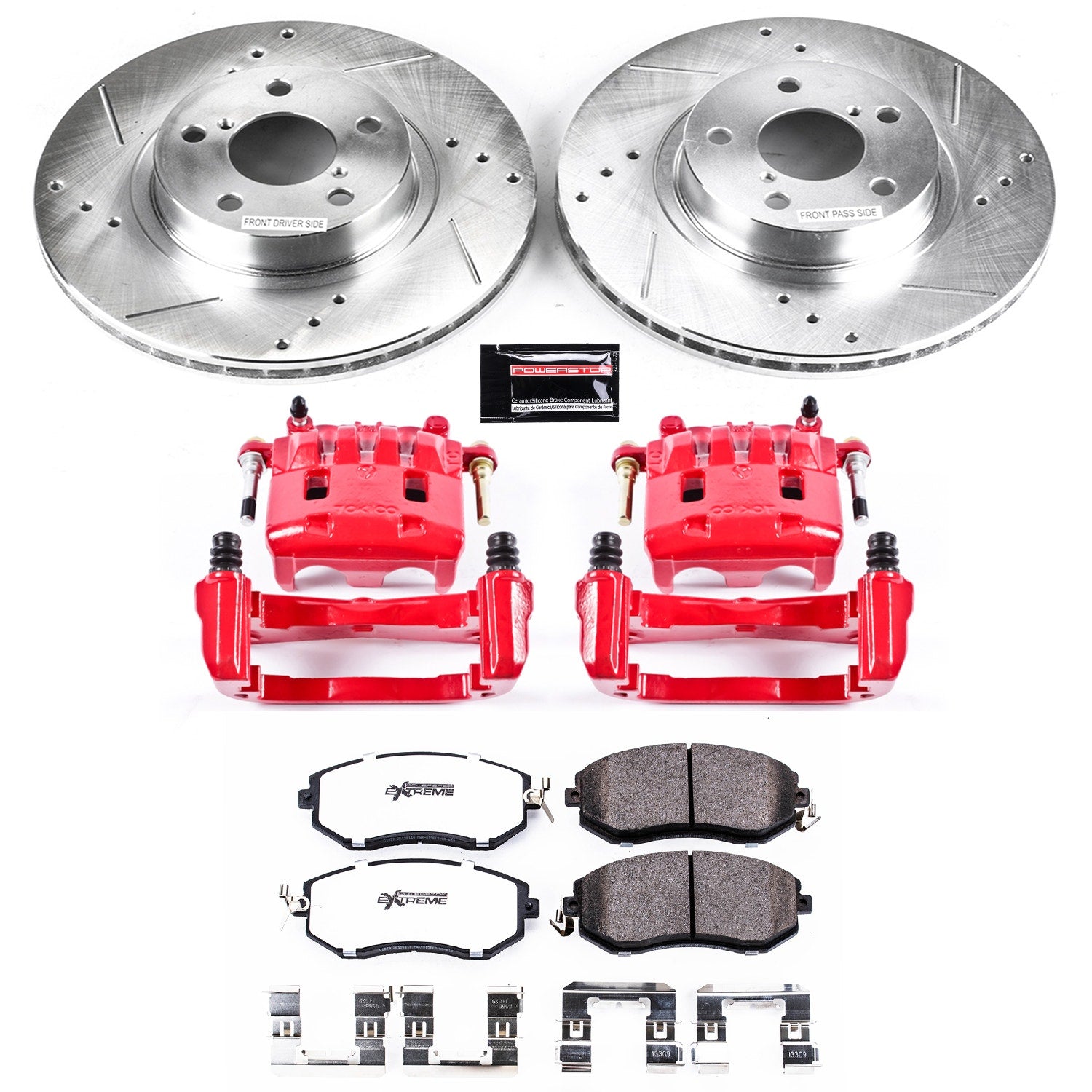 Power Stop KC6111-26 Z26 Street Warrior 1-Click Front Brake Kit With Calipers for 2011 Subaru Impreza 2.5I, 2.5I Premium, Outback Sport product image