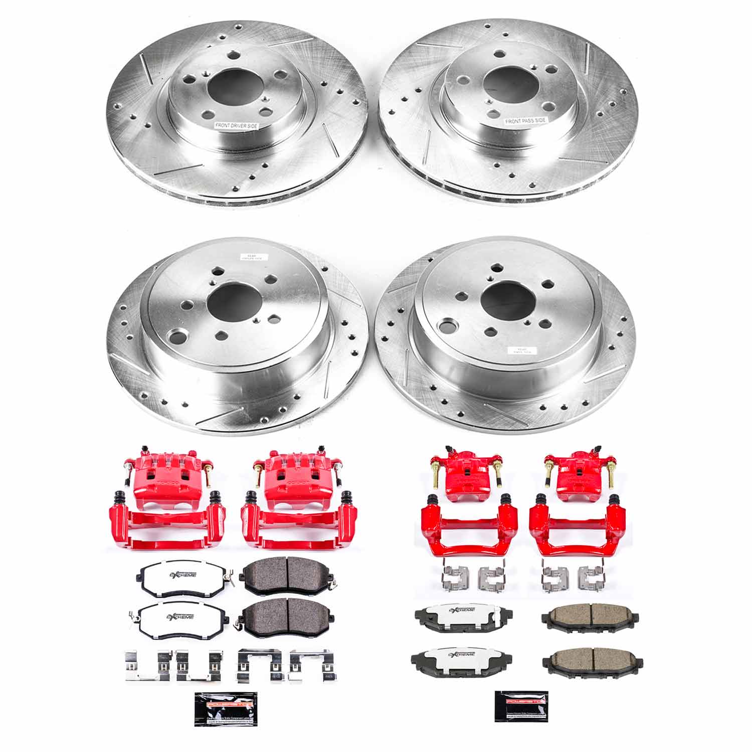 Power Stop KC6112-26 Z26 Street Warrior 1-Click Front And Rear Brake Kit With Calipers for 2011 Subaru Impreza 2.5I, 2.5I Premium, Outback Sport product image