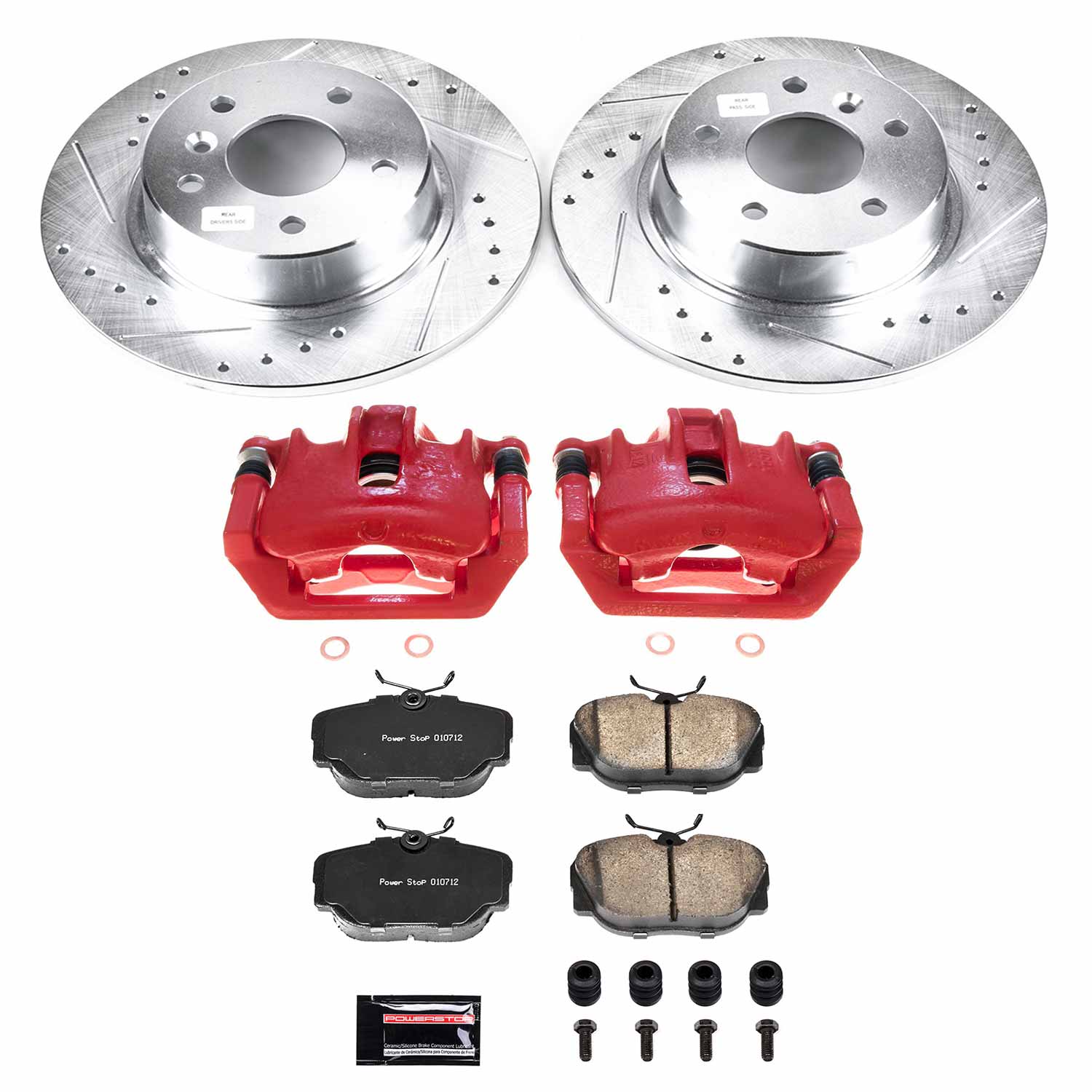 Power Stop KC6152 Rear Z23 Evolution Sport Performance Pad And Rotor Kit With Calipers for 1999 Land Rover Discovery Series Ii product image
