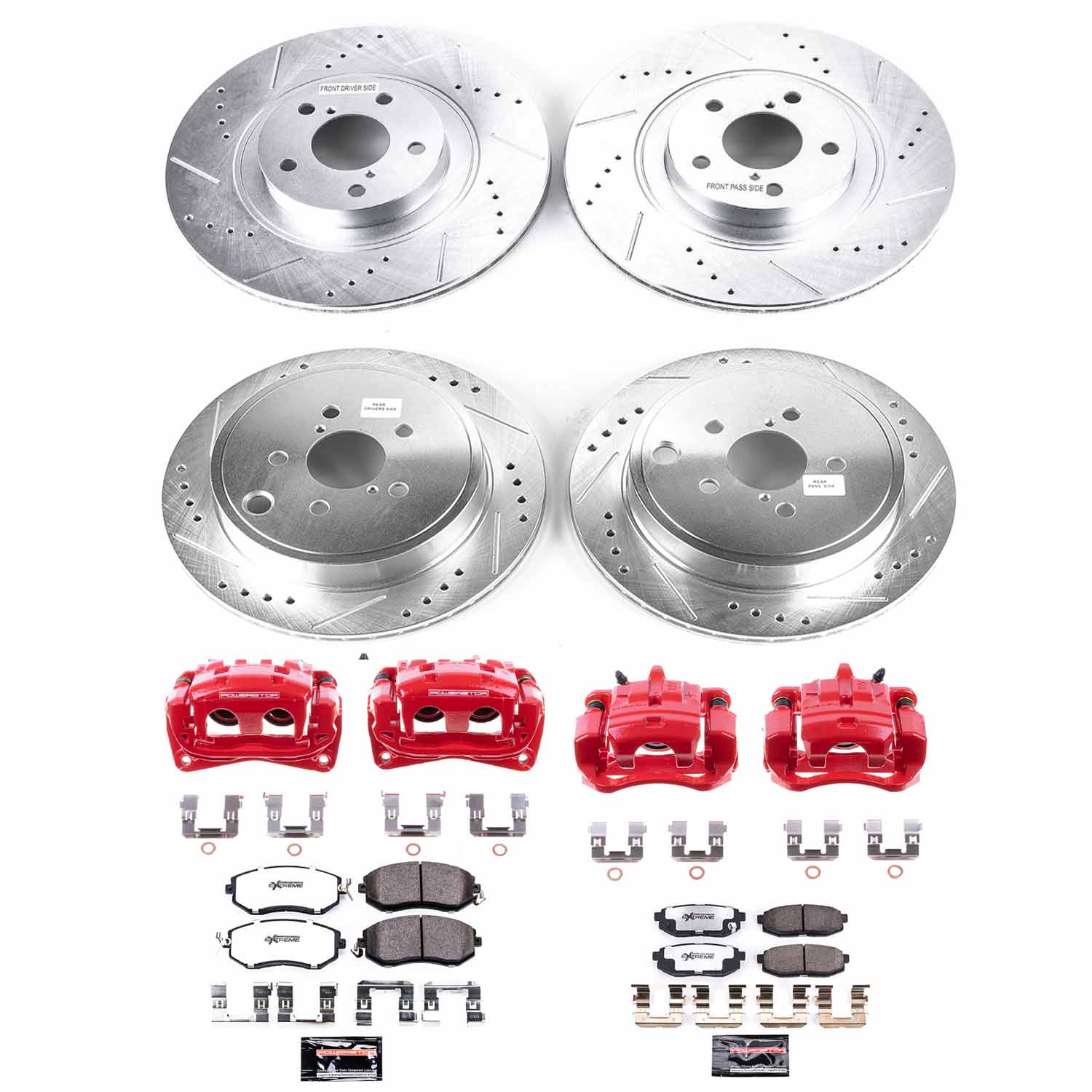 Power Stop KC6164-26 Z26 Street Warrior 1-Click Front And Rear Brake Kit With Calipers for 2013-2020 Scion Fr-S product image