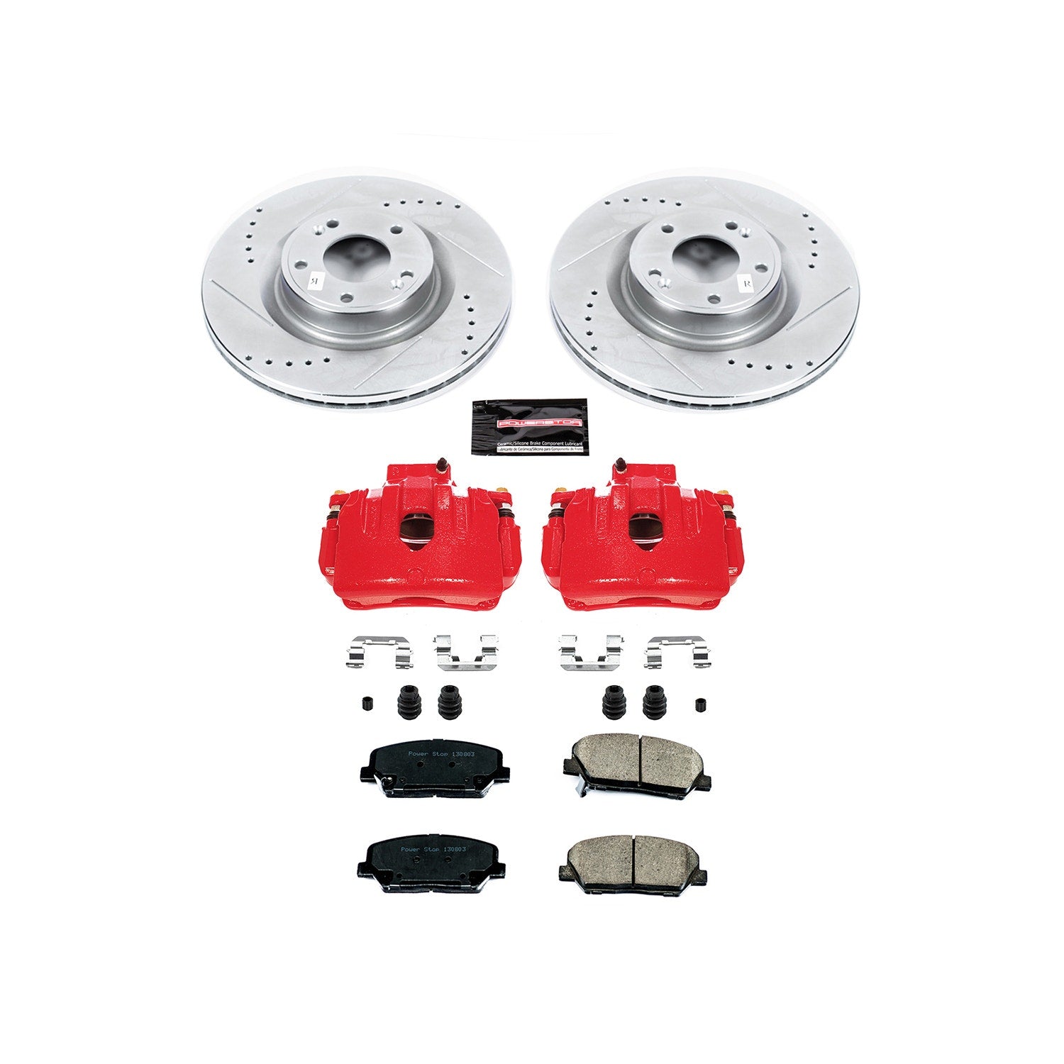Power Stop KC6169 Z23 Evolution Sport Performance 1-Click Drilled And Slotted Front Brake Kit With Calipers for 2010-2016 Hyundai Genesis Coupe product image