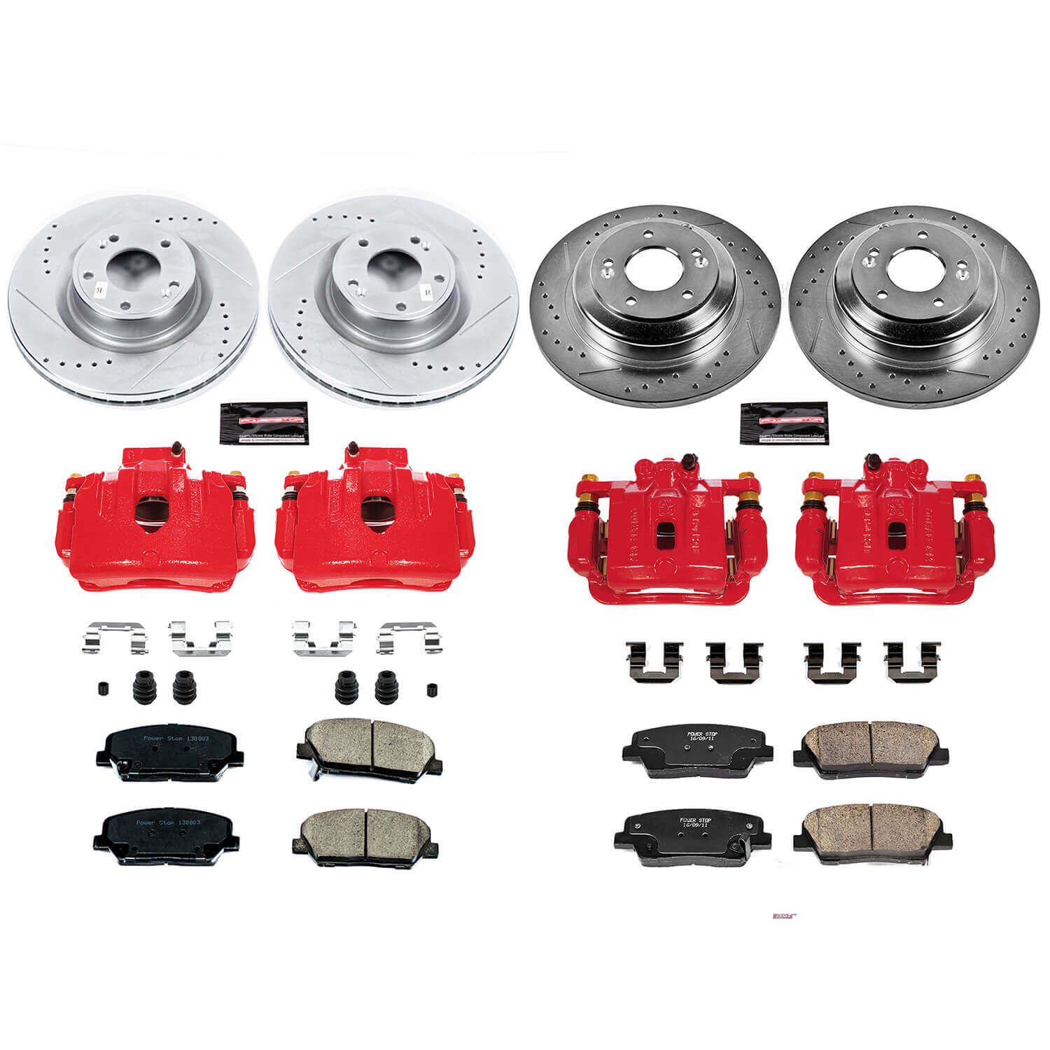 Power Stop KC6170 Z23 Evolution Sport Performance 1-Click Drilled And Slotted Front And Rear Brake Kit With Calipers for 2010-2016 Hyundai Genesis Coupe product image