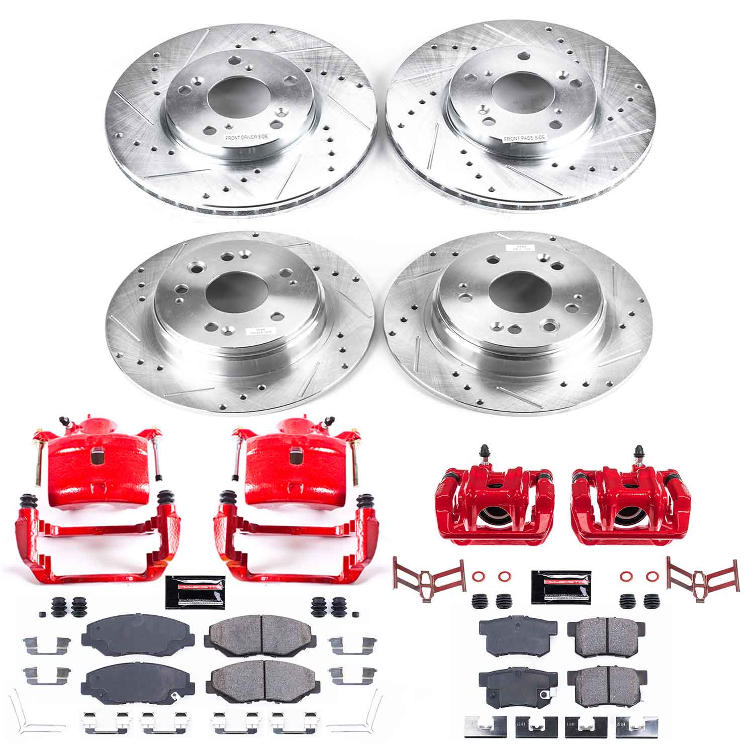 Power Stop KC6171 Front And Rear Z23 Evolution Sport Performance 1-Click Pad And Rotor Kit With Calipers for 2002-2004 Honda CR-V product image