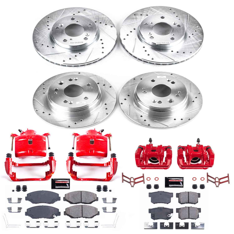 Power Stop KC6171 Front And Rear Z23 Evolution Sport Performance 1-Click Pad And Rotor Kit With Calipers for 2002-2004 Honda CR-V product image