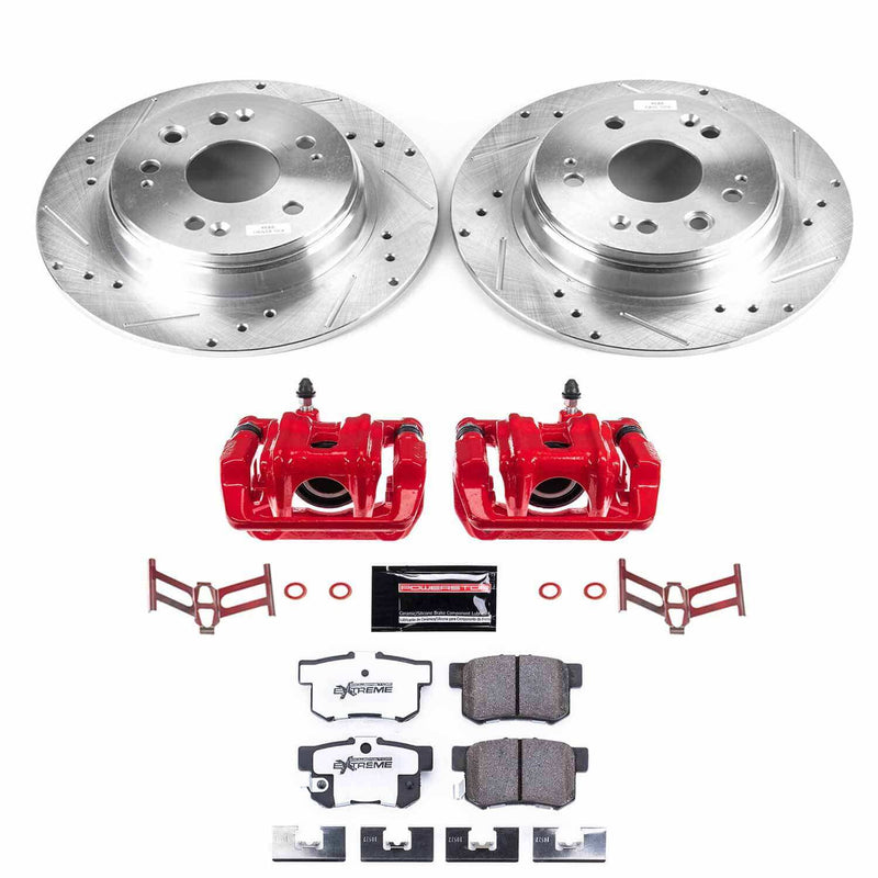 Power Stop KC6172-26 Rear Z26 Extreme Street Warrior 1-Click Pad And Rotor Kit With Calipers for 2002-2004 Honda CR-V product image