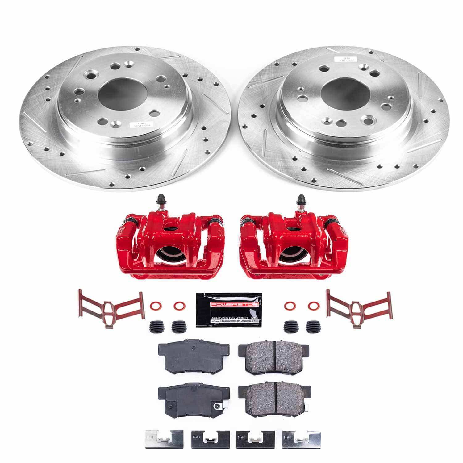 Power Stop KC6172 Rear Z23 Evolution Sport Performance 1-Click Pad And Rotor Kit With Calipers for 2002-2004 Honda CR-V product image