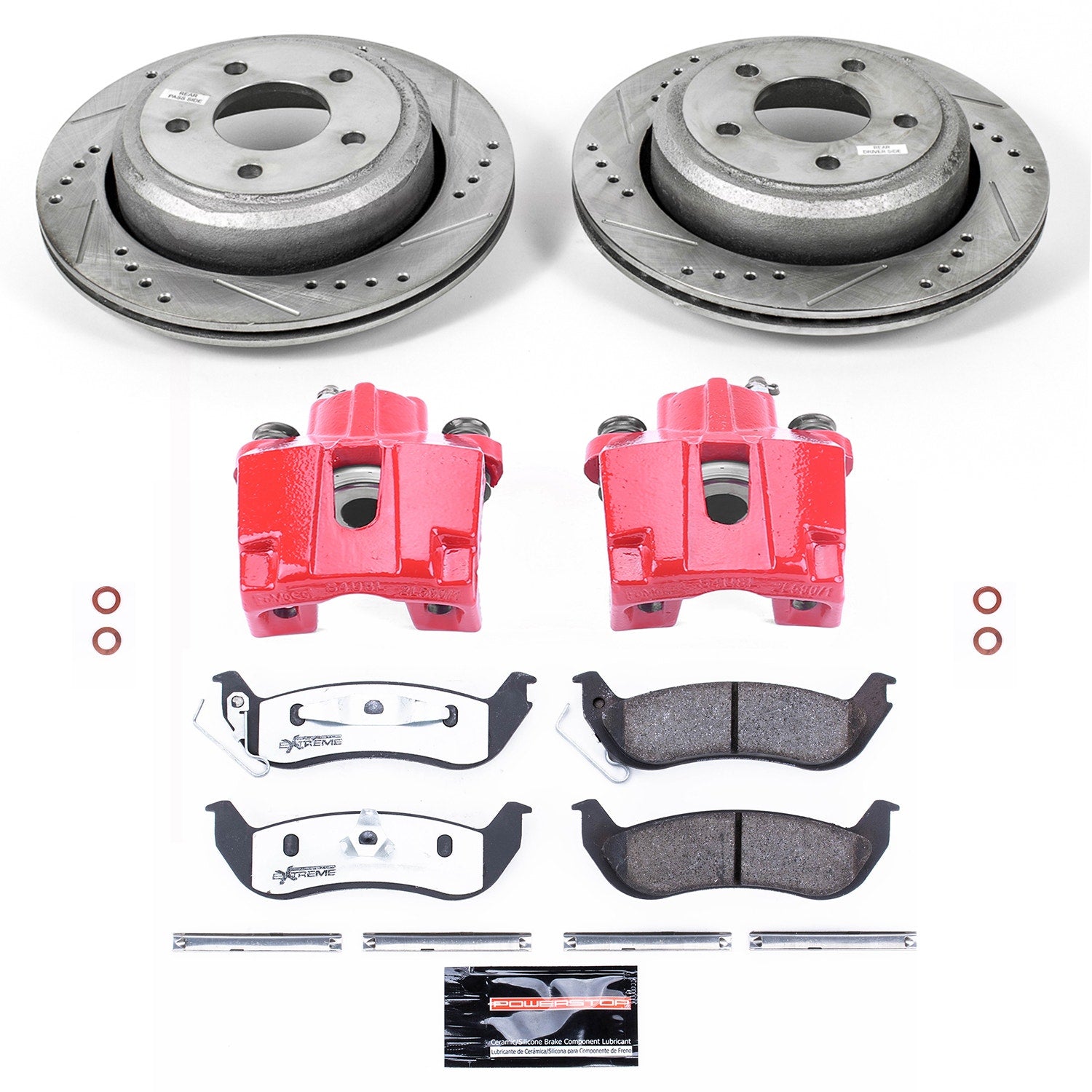 Power Stop KC6181-26 Z26 Street Warrior 1-Click Rear Brake Kit With Calipers for 2010-2011 Ford Ranger product image