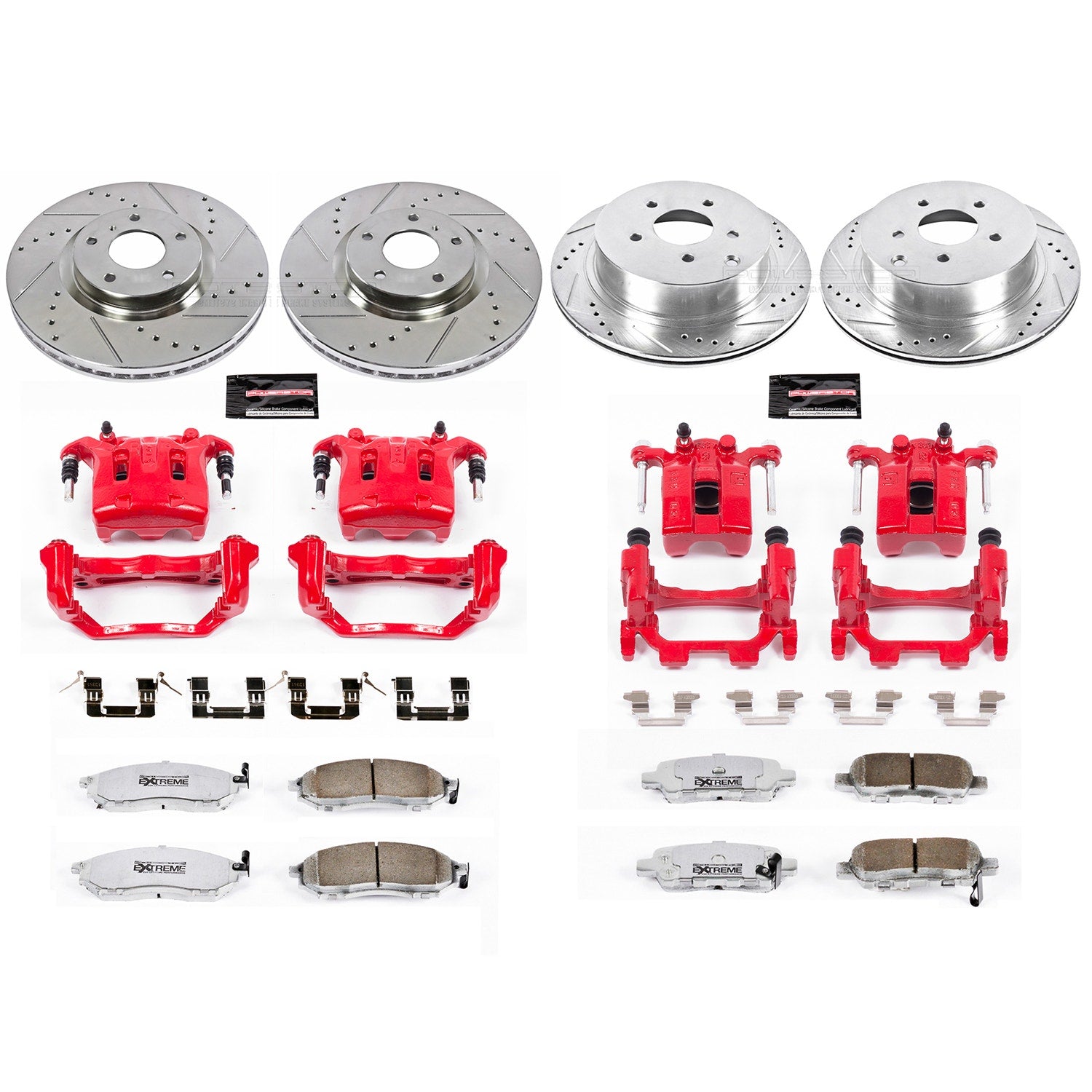 Power Stop KC6237-26 Z26 Street Warrior 1-Click Front And Rear Brake Kit With Calipers for 2011-2013 INFINITI M35H product image