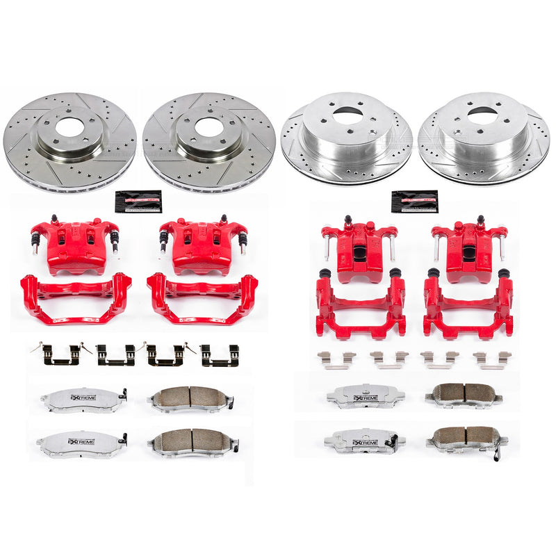 Power Stop KC6237-26 Z26 Street Warrior 1-Click Front And Rear Brake Kit With Calipers for 2011-2013 INFINITI M35H product image
