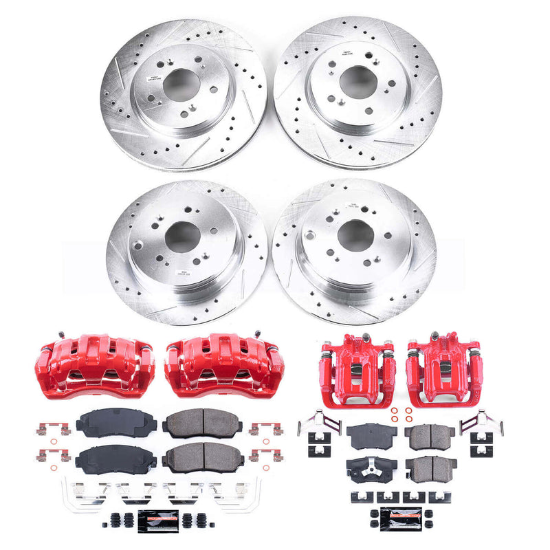 Power Stop KC6305 Front And Rear Z23 Evolution Sport Performance 1-Click Pad And Rotor Kit With Calipers for 2012-2016 Honda CR-V All Wheel Drive product image