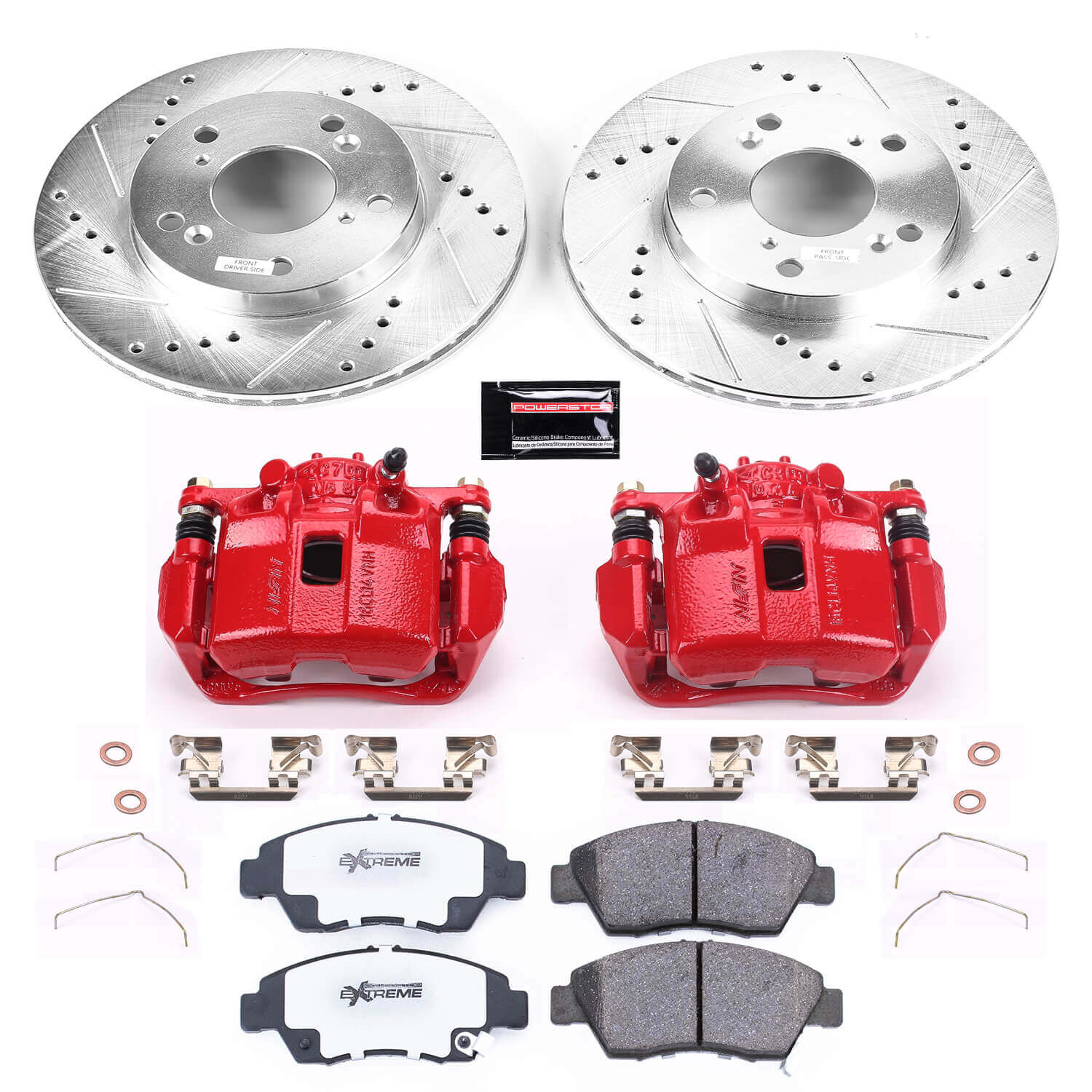 Power Stop KC6317-26 - Z26 Extreme Street Warrior 1-Click Drilled And Slotted Front Brake Kit With Calipers vehicle fitment brake part