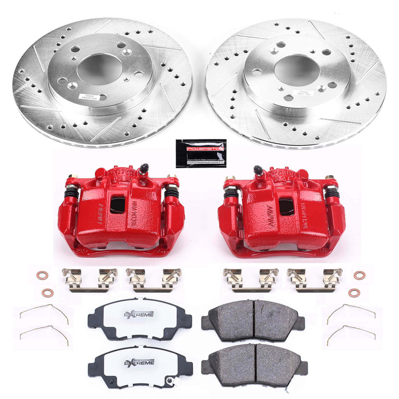 Power Stop KC6317-26 - Z26 Extreme Street Warrior 1-Click Drilled And Slotted Front Brake Kit With Calipers vehicle fitment brake part