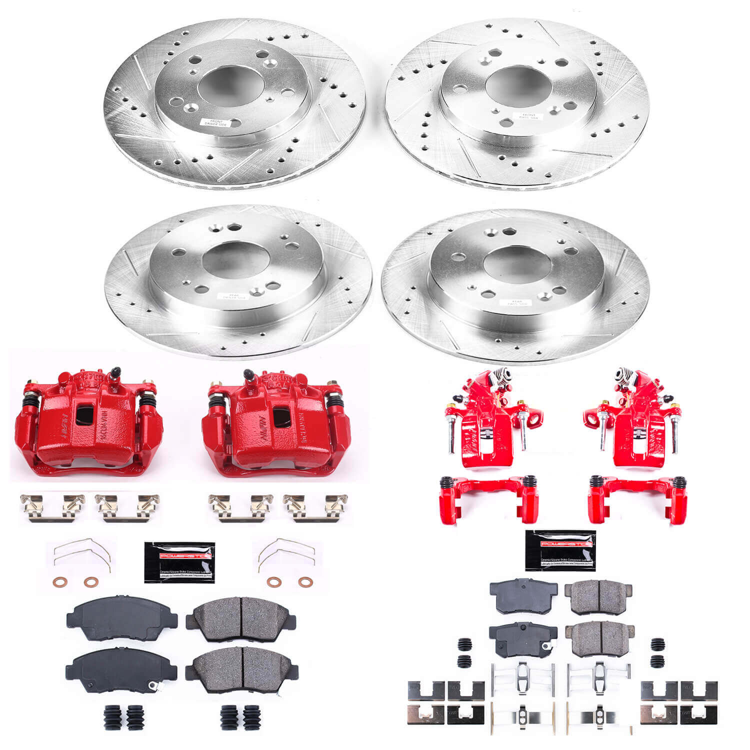 Power Stop KC6318 Z23 Evolution Sport Performance 1-Click Drilled And Slotted Front And Rear Brake Kit With Calipers for 2013-2015 Acura Ilx product image