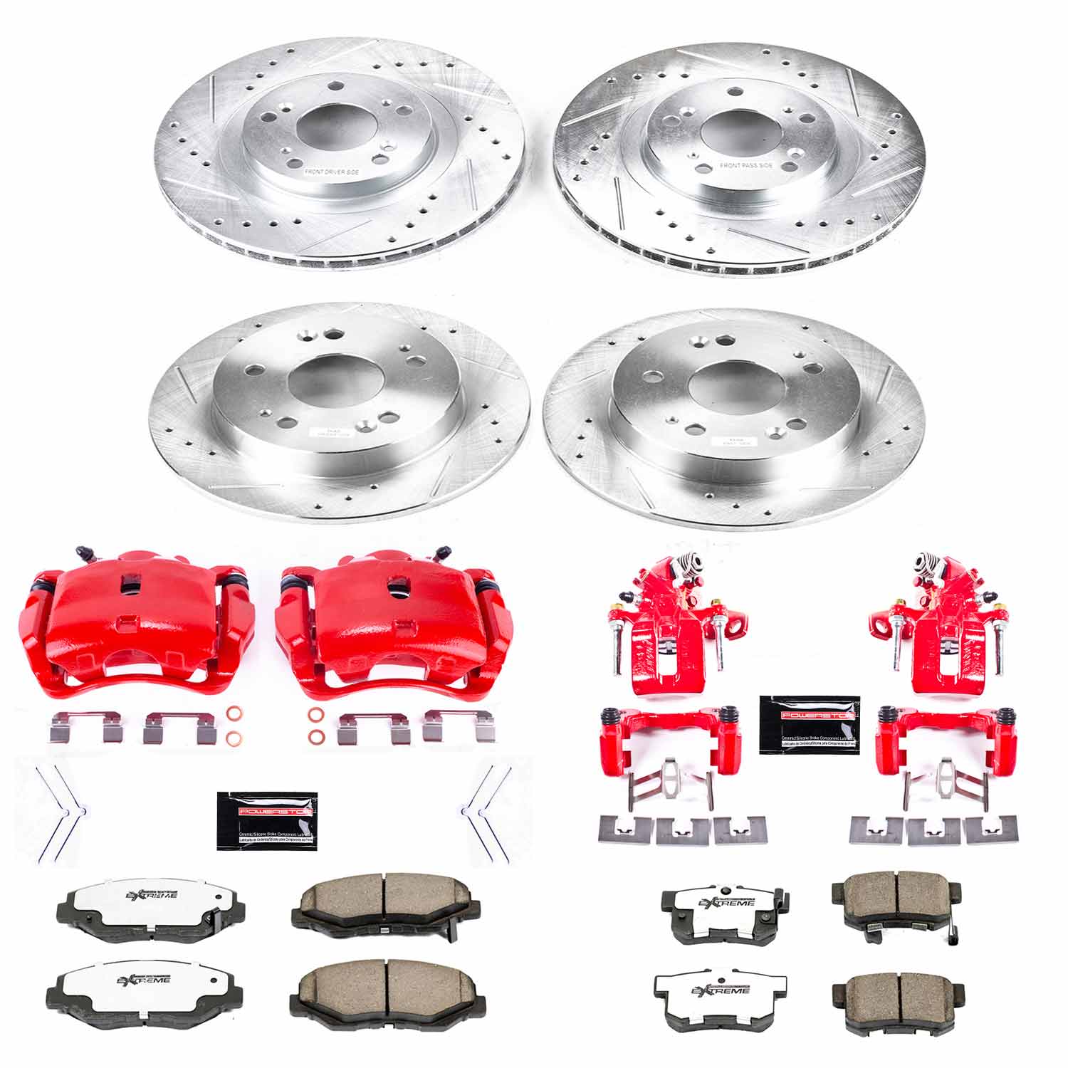 Power Stop KC6327-26 Z26 Street Warrior 1-Click Front And Rear Brake Kit With Calipers for 2013-2015 Acura ILX product image