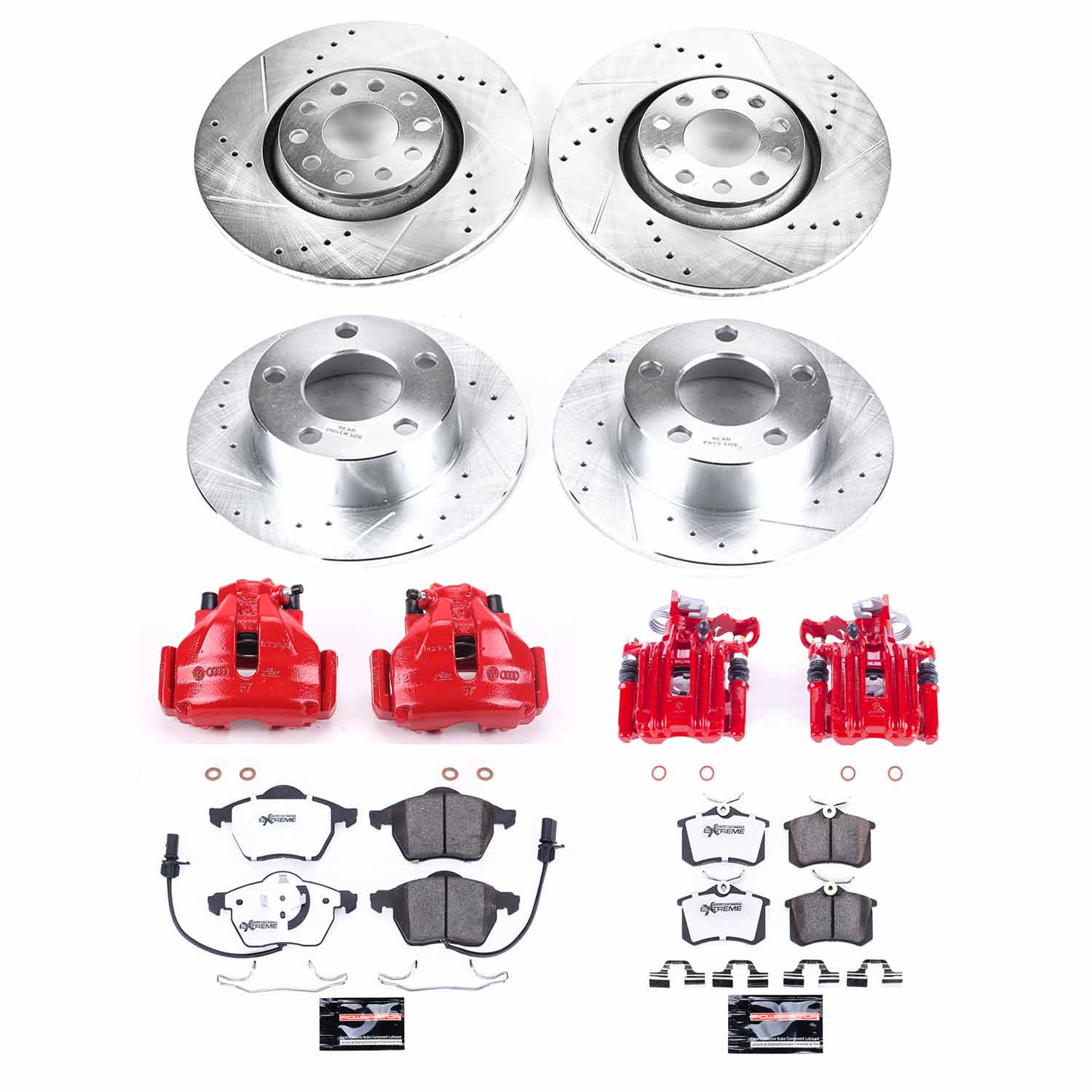 Power Stop KC637-26 Z26 Street Warrior 1-Click Front And Rear Brake Kit With Calipers for 1998-1999 Audi A6 product image