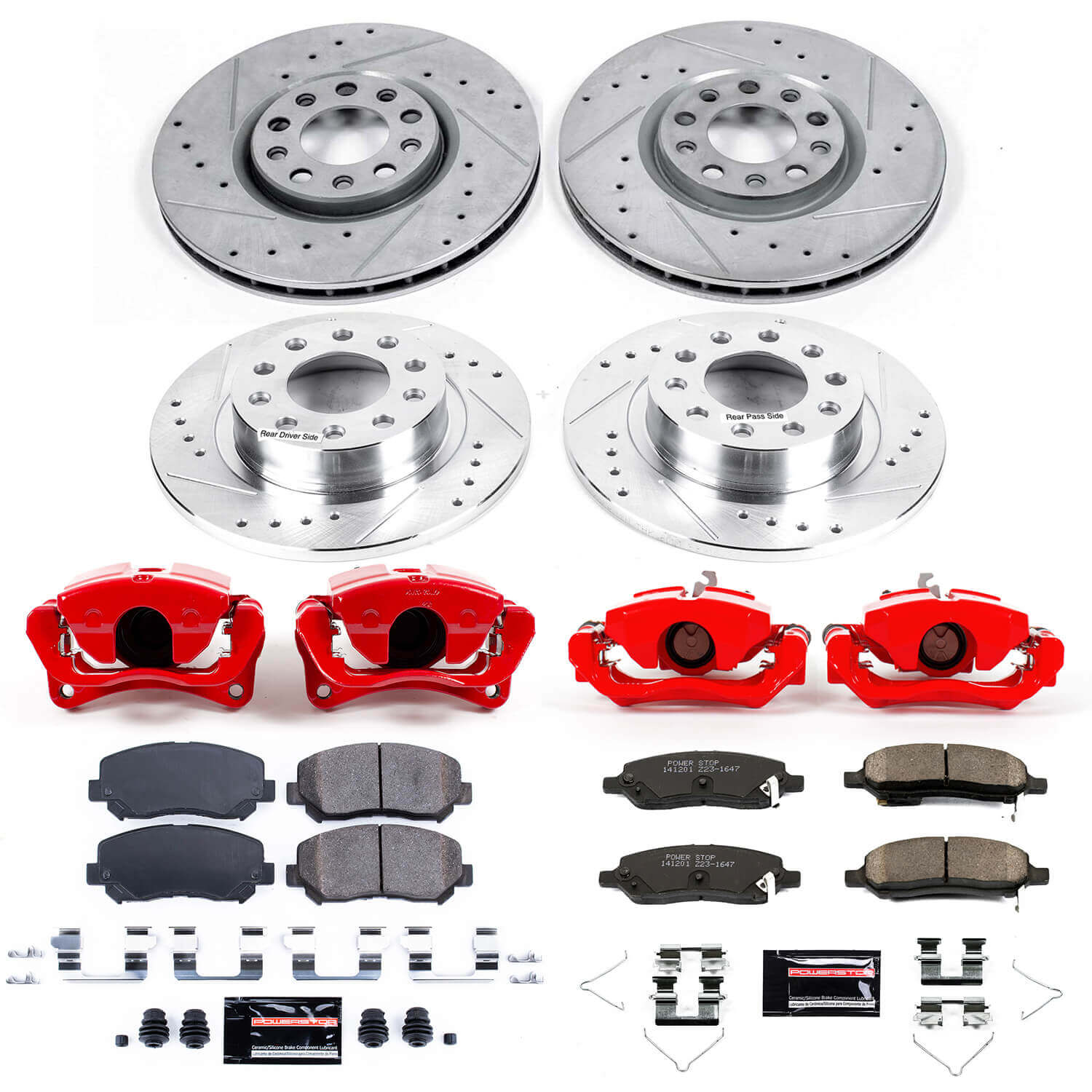 Power Stop KC6373 Z23 Evolution Sport Performance 1-Click Brake Kit With Calipers (Front And Rear) for 2013-2016 Dodge Dart product image
