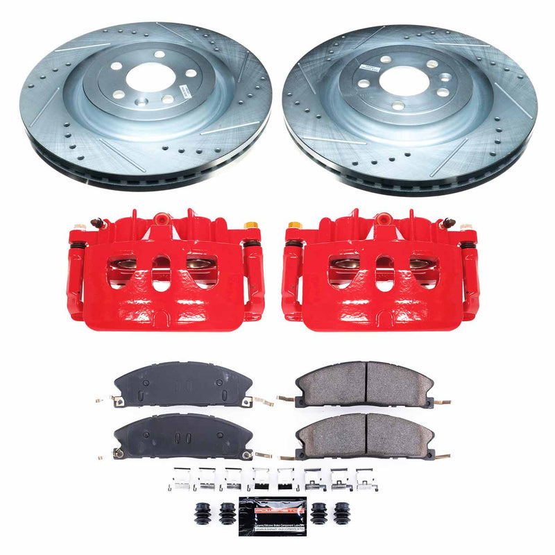 Power Stop KC6374 Z23 Evolution Sport Performance 1-Click Drilled And Slotted Front Brake Kit With Calipers for 2013-2019 Ford Explorer product image