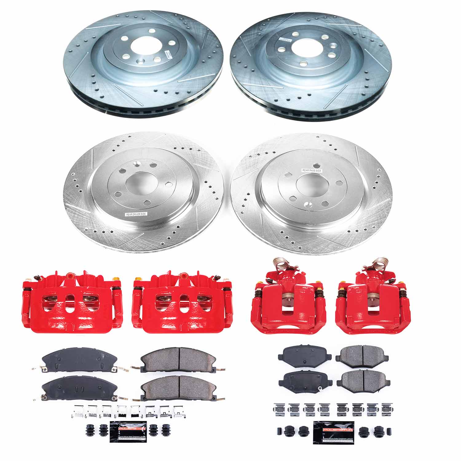 Power Stop KC6375 Z23 Evolution Sport Performance 1-Click Drilled And Slotted Front And Rear Brake Kit With Calipers for 2013-2019 Ford Explorer product image