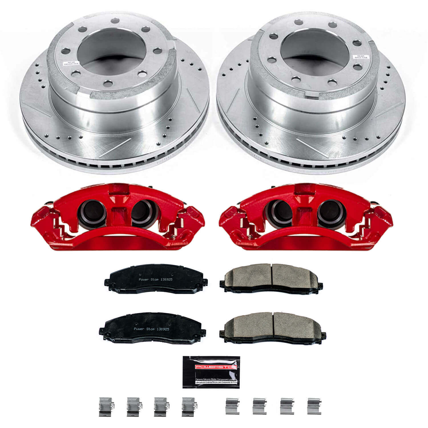 Power Stop KC6407A Rear Z23 Evolution Sport Performance 1-Click Pad And Rotor Kit With Calipers for 2012-2022 Ford F-250 Super Duty product image