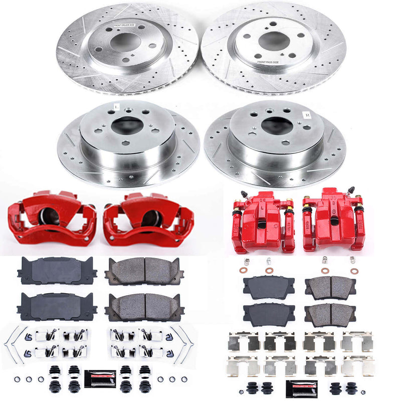 Power Stop KC6480 Z23 Evolution Sport Performance 1-Click Drilled And Slotted Front And Rear Brake Kit With Calipers for 2012-2018 Lexus ES300H product image