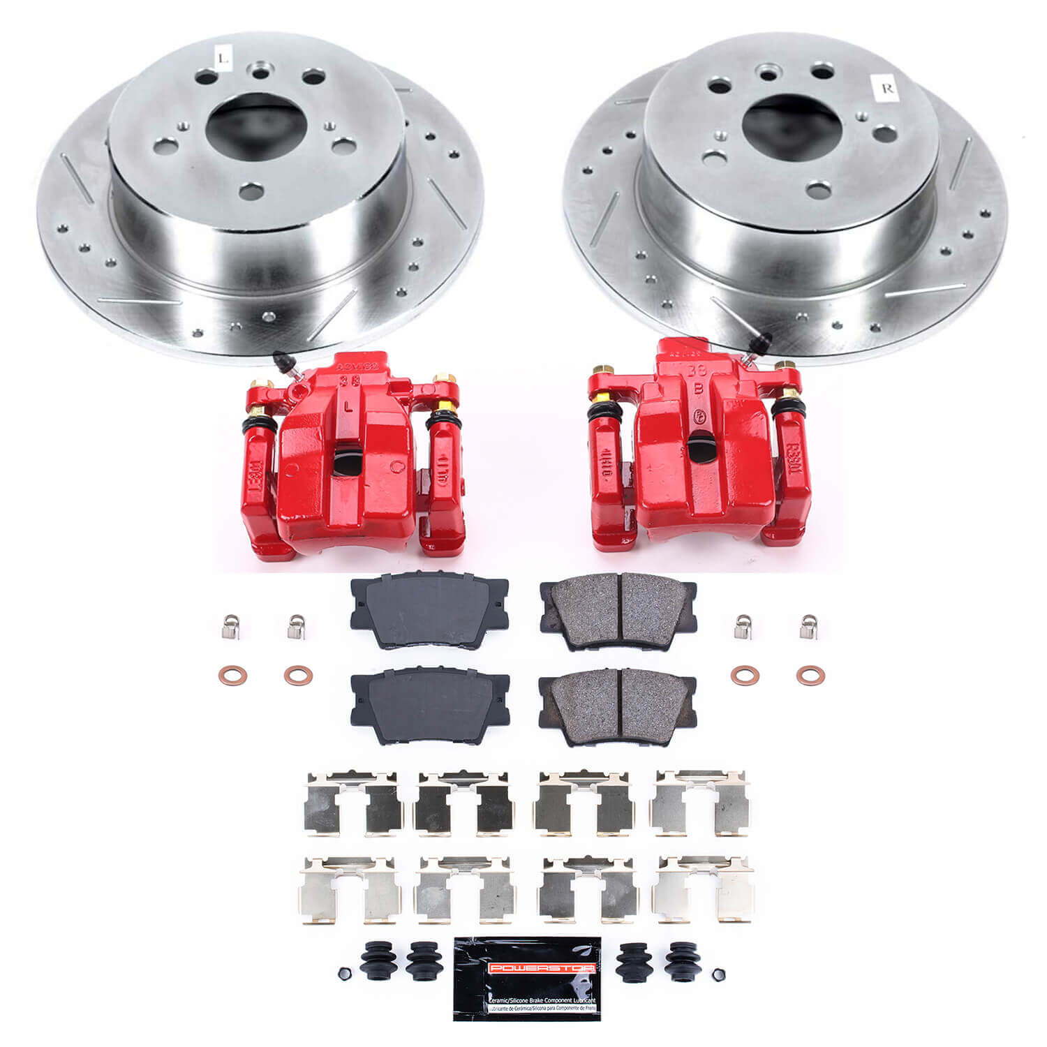 Power Stop KC6520 Z23 Evolution Sport Performance 1-Click Drilled And Slotted Rear Brake Kit With Calipers for 2012-2018 Lexus ES300H product image