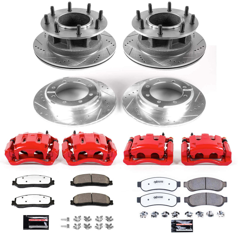 Power Stop KC6527-36 Z36 Extreme Performance Truck And Tow 1-Click Drilled And Slotted Front And Rear Brake Kit With Calipers for 2012 Ford F-350 Super Duty product image