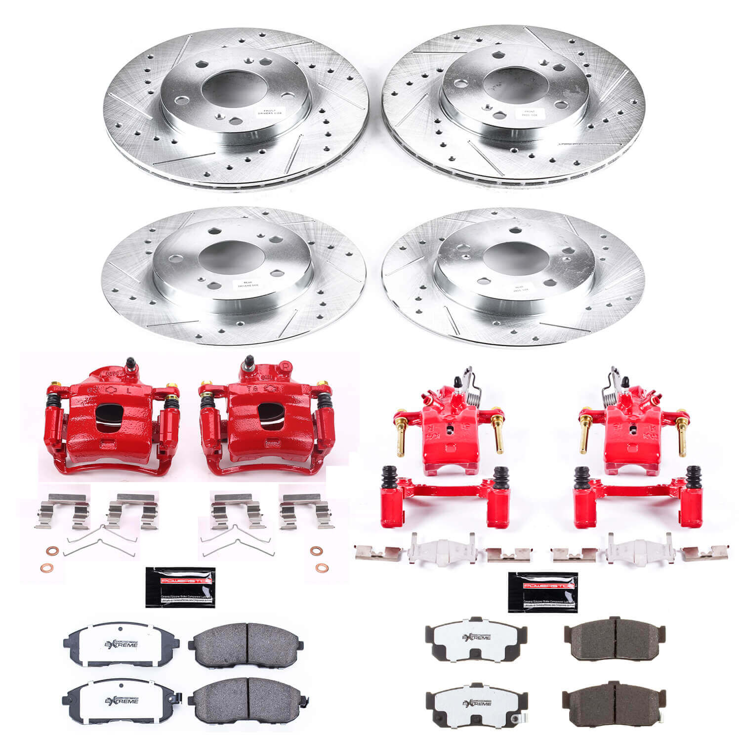 Power Stop KC662-26 Z26 Street Warrior 1-Click Front And Rear Brake Kit With Calipers for 1995-1999 INFINITI I30 product image