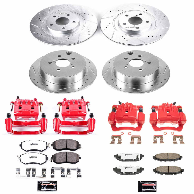 Power Stop KC6762-26 Front And Rear Z26 Extreme Street Warrior 1-Click Pad And Rotor Kit With Calipers for 2014-2018 Subaru Forester product image