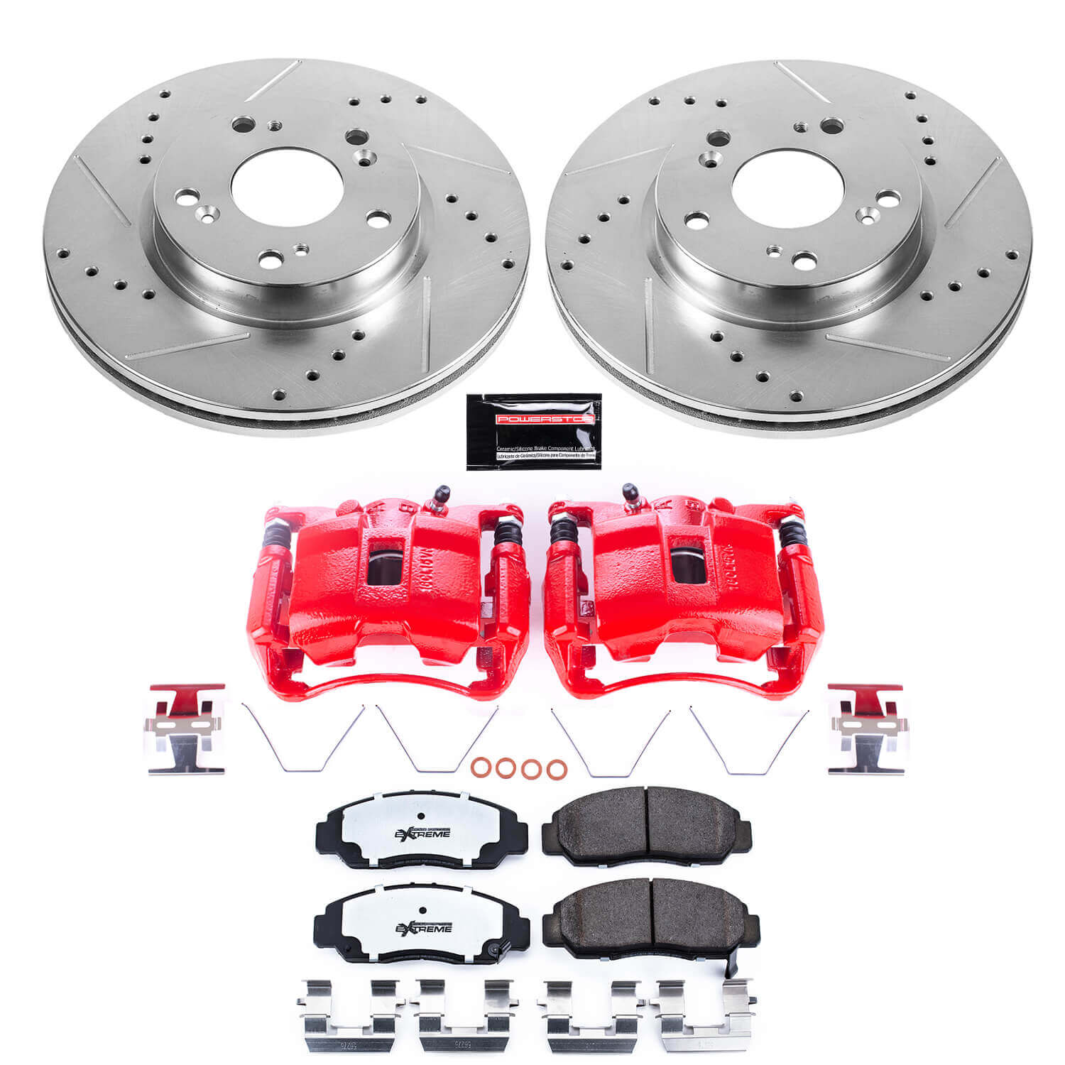 Power Stop KC6766-26 Z26 Street Warrior 1-Click Pad And Rotor Kit With Calipers for 2012 Honda Civic GX product image