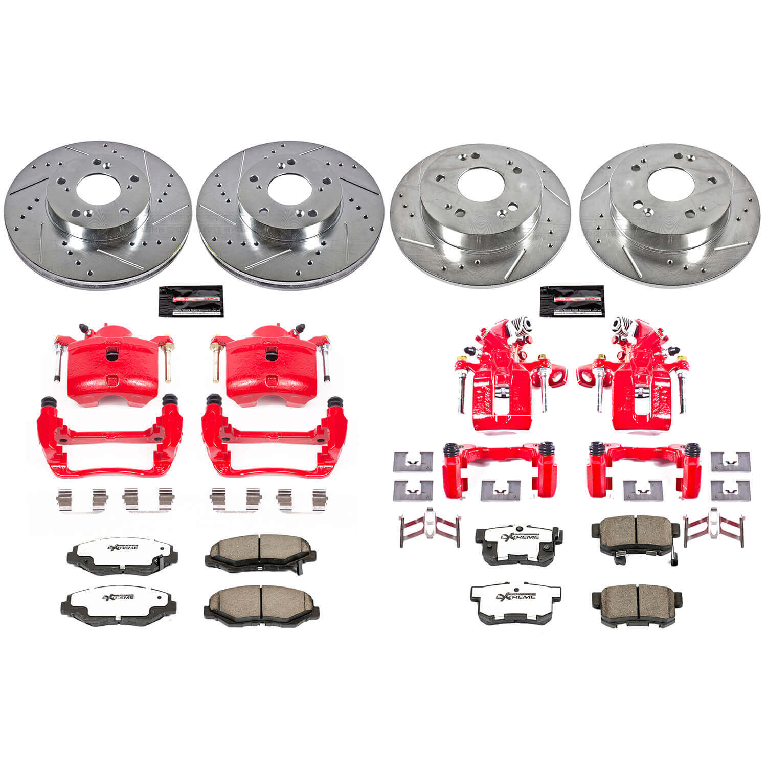 Power Stop KC6781-26 Z26 Extreme Street Warrior 1-Click Drilled And Slotted Front And Rear Brake Kit With Calipers for 2013-2015 Acura Ilx product image