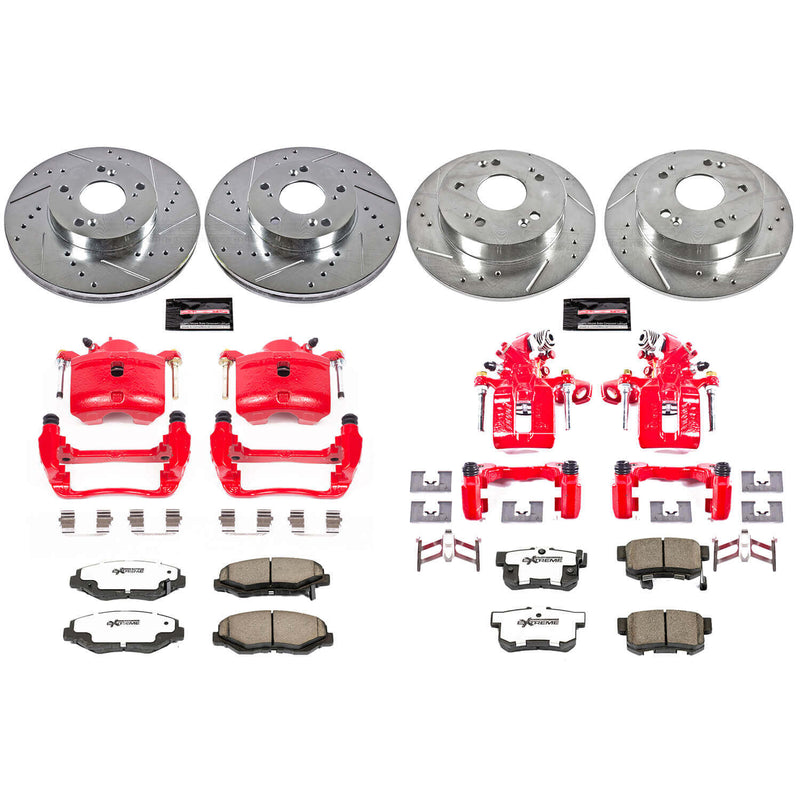 Power Stop KC6781-26 Z26 Extreme Street Warrior 1-Click Drilled And Slotted Front And Rear Brake Kit With Calipers for 2013-2015 Acura Ilx product image