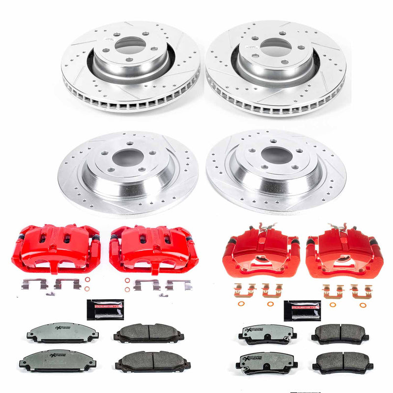 Power Stop KC6808-26 Front And Rear Z26 Extreme Street Warrior 1-Click Pad And Rotor Kit With Calipers for 2015-2017 Ford Mustang Ecoboost, Ecoboost Premium, V6 product image