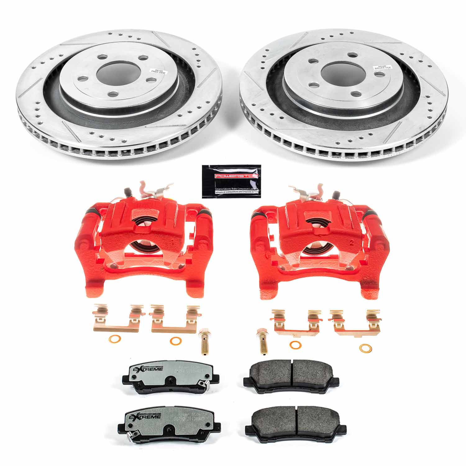 Power Stop KC6812-26 Rear Z26 Extreme Street Warrior 1-Click Pad And Rotor Kit With Calipers for 2015 Ford Mustang Ecoboost, Ecoboost Premium, GT, GT 50 Years Limited Edition, GT Premium product image