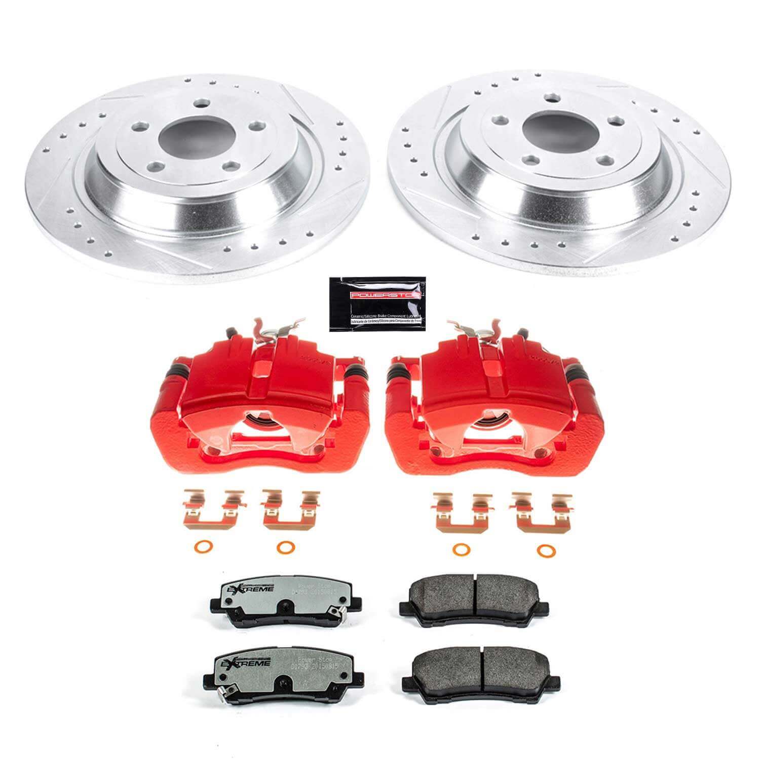 Power Stop KC6813-26 Rear Z26 Extreme Street Warrior 1-Click Pad And Rotor Kit With Calipers for 2015-2017 Ford Mustang Ecoboost, Ecoboost Premium, V6 product image