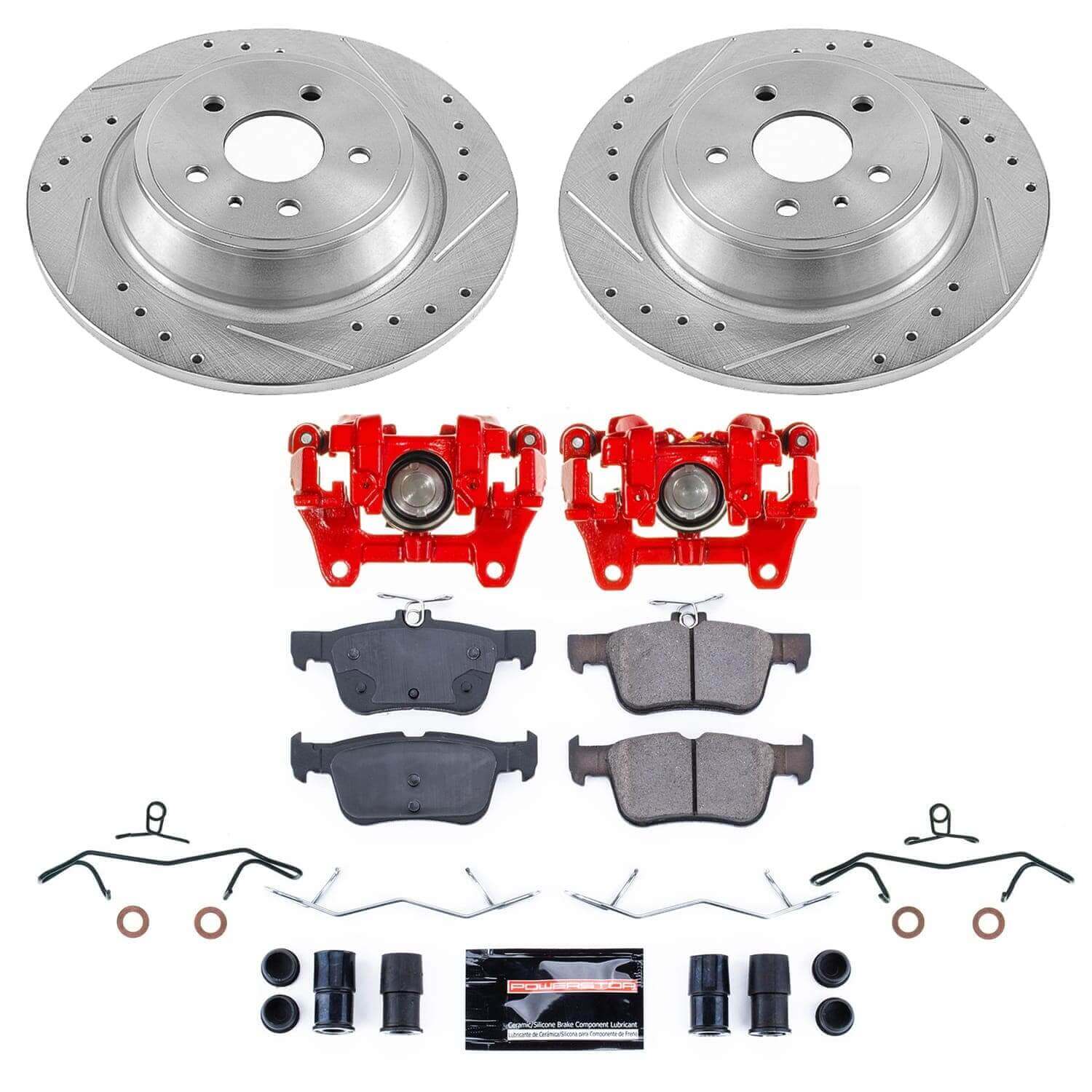 Power Stop KC6817B - Rear Z23 Evolution Sport Performance 1-Click Pad And Rotor Kit With Calipers vehicle fitment brake part