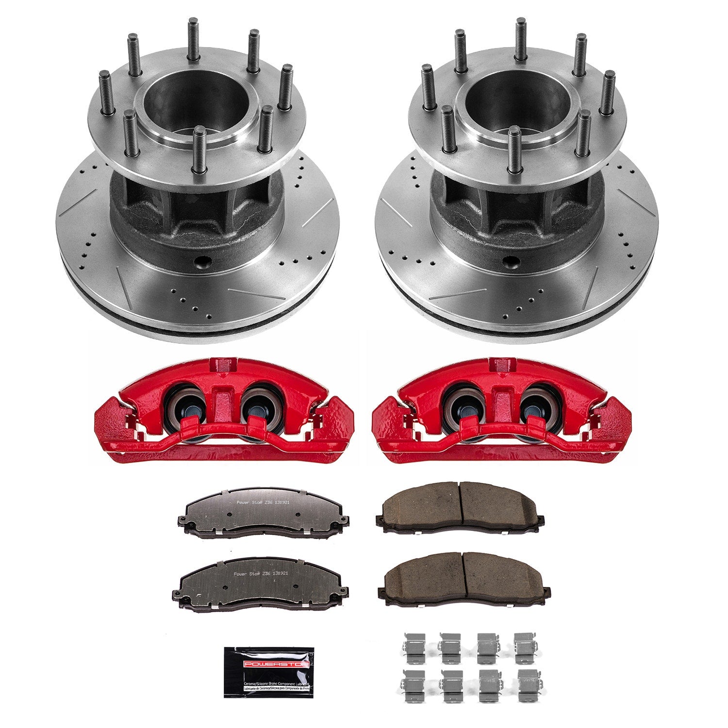 Power Stop KC6823-36 Front Z36 Extreme Performance Truck And Tow 1-Click Pad And Rotor Kit With Calipers for 2013-2016 Ford F-350 Super Duty Rear Wheel Drive product image