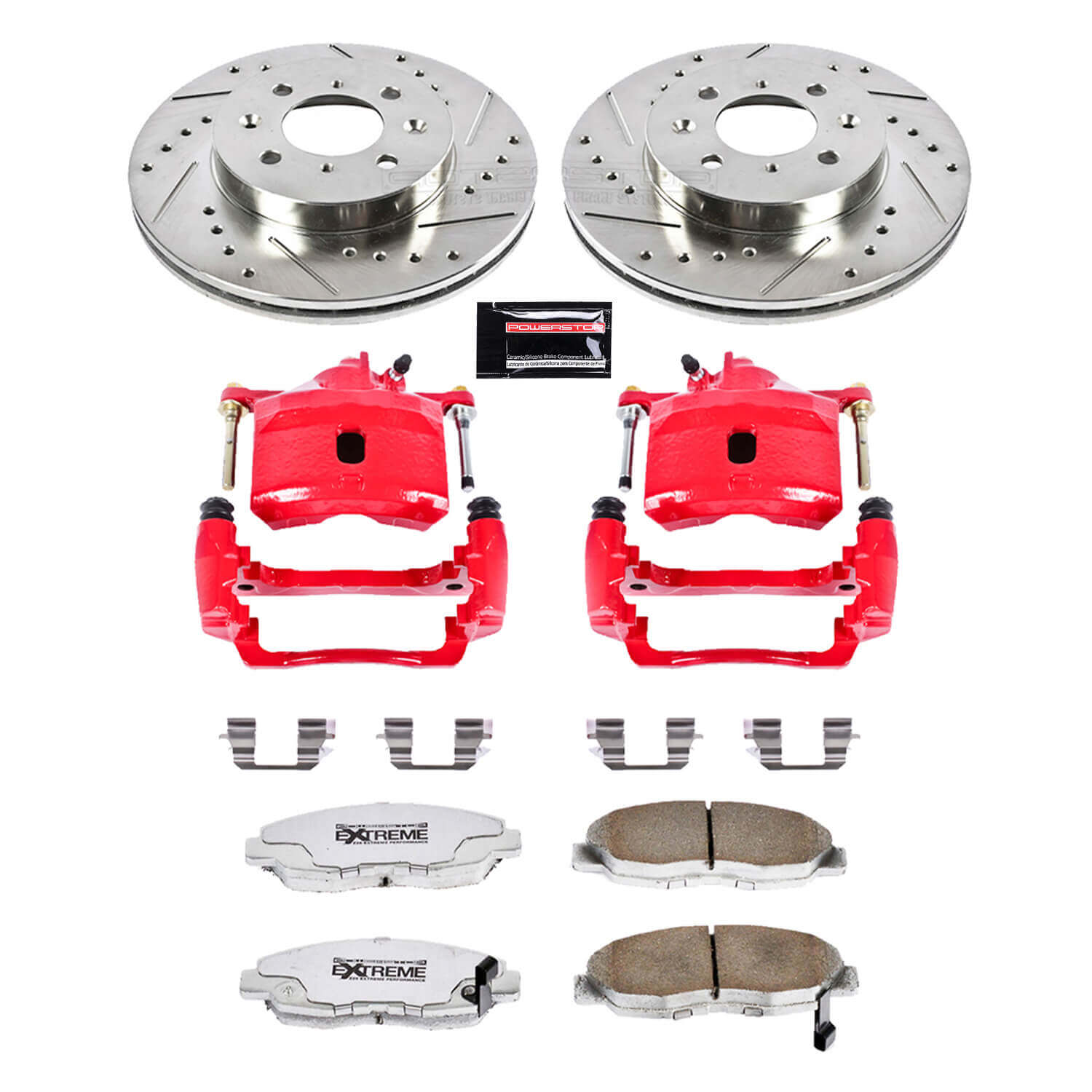 Power Stop KC690-26 Z26 Extreme Street Warrior 1-Click Brake Kit With Calipers (Front) for 1996-2014 Honda Civic product image