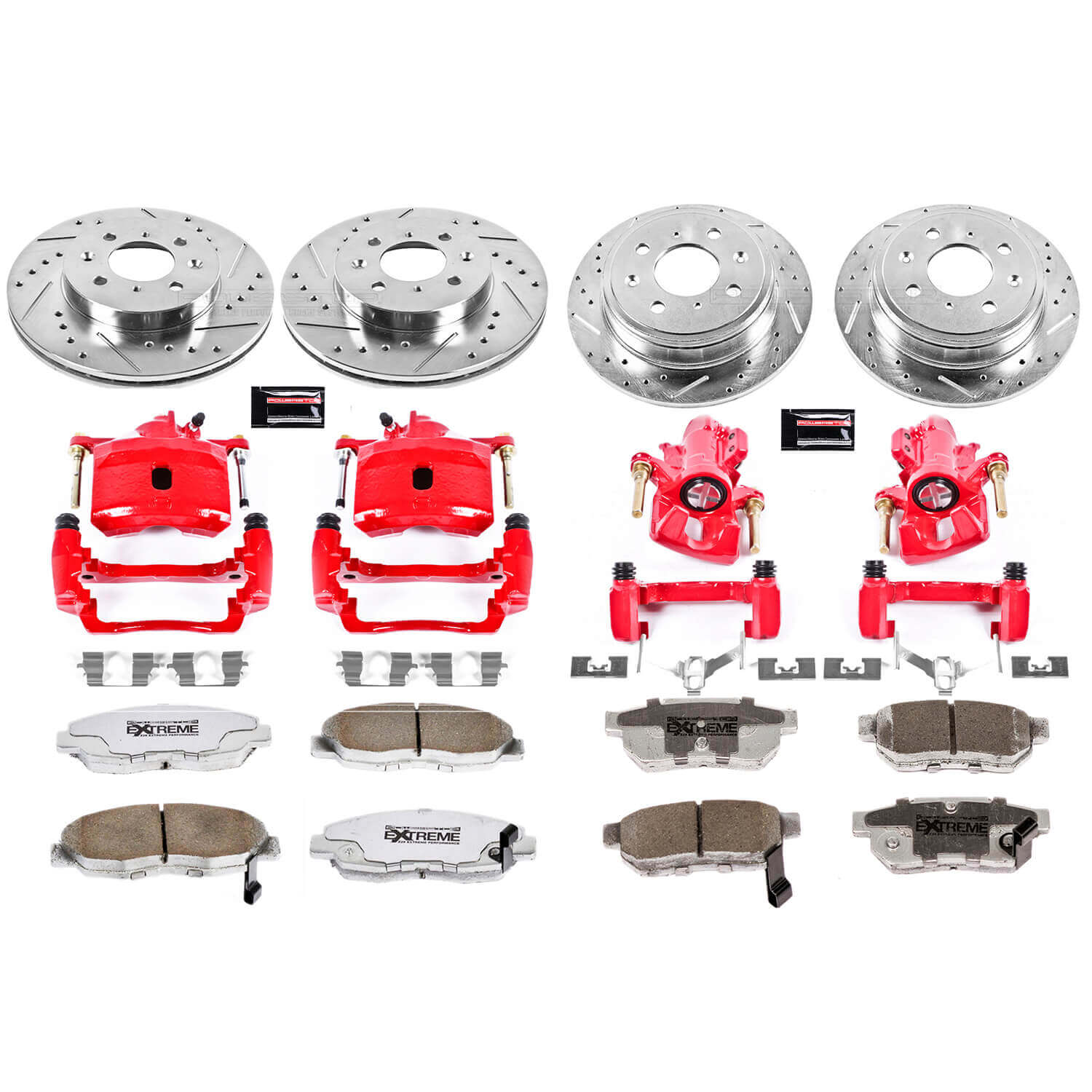 Power Stop KC691-26 Z26 Extreme Street Warrior 1-Click Brake Kit With Calipers (Front And Rear) for 1999-2000 Honda Civic product image