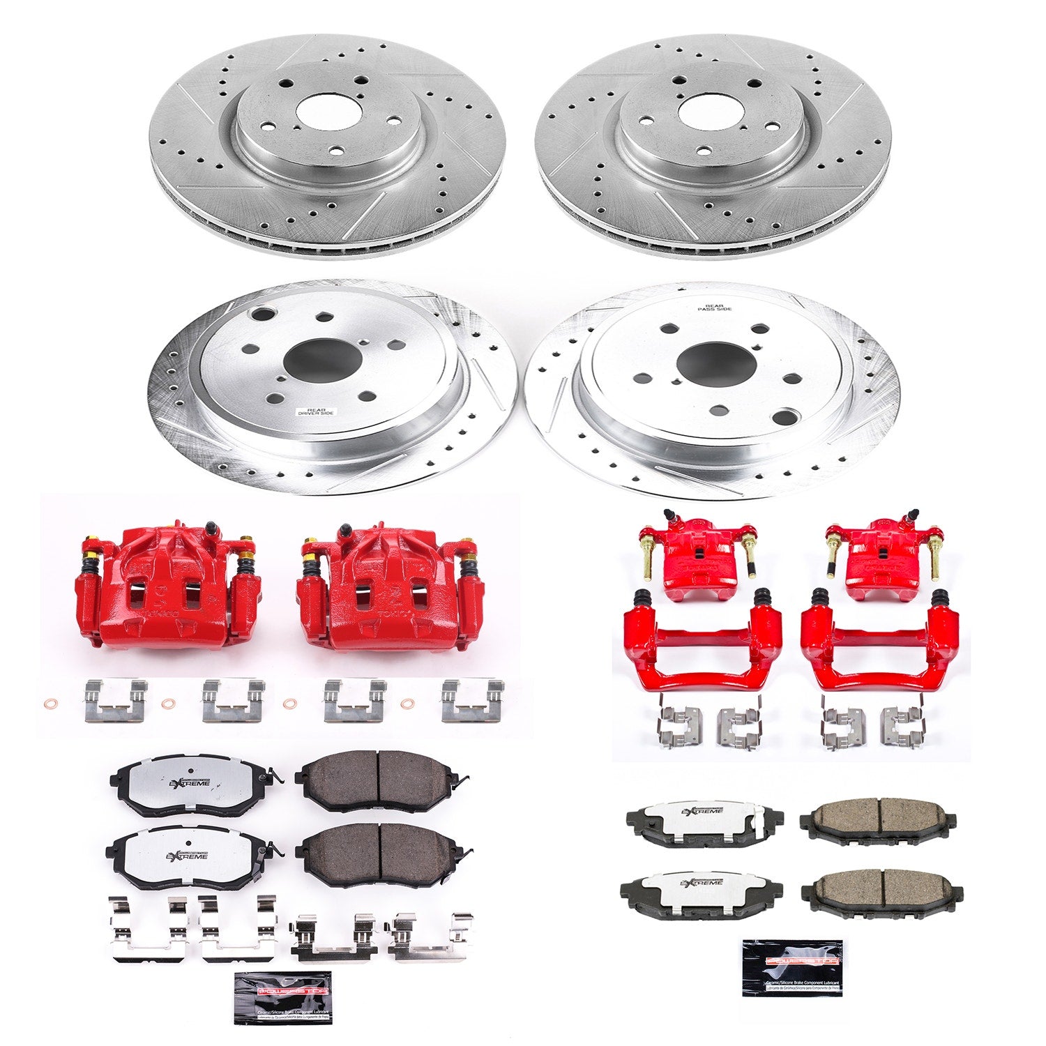 Power Stop KC6932-26 Z26 Street Warrior 1-Click Front And Rear Brake Kit With Calipers for 2015-2020 Subaru WRX product image
