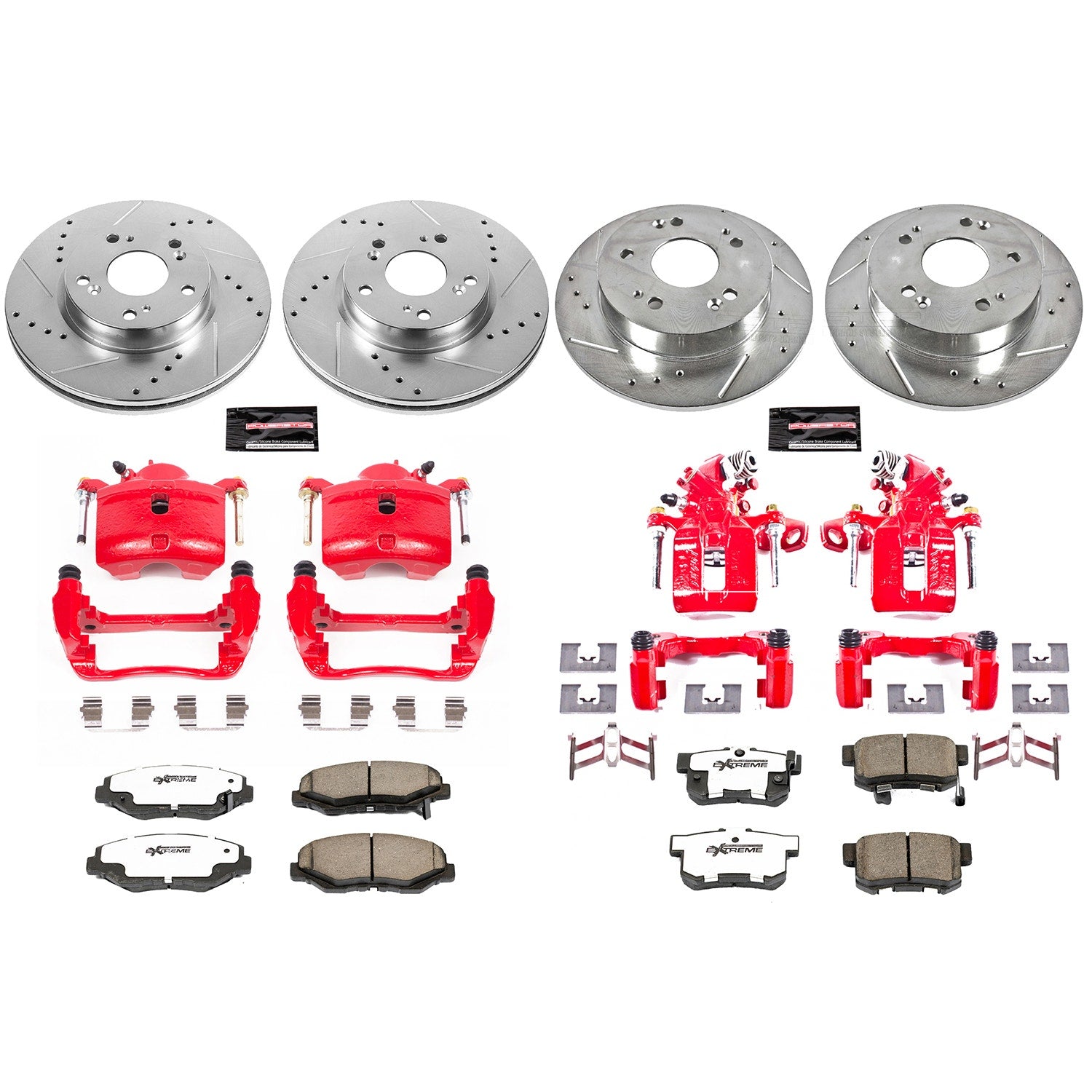 Power Stop KC6942-26 Z26 Extreme Street Warrior 1-Click Drilled And Slotted Front And Rear Brake Kit With Calipers for 2013 Acura Ilx product image