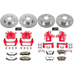 Power Stop KC6942-26 Z26 Extreme Street Warrior 1-Click Drilled And Slotted Front And Rear Brake Kit With Calipers for 2013 Acura Ilx product image